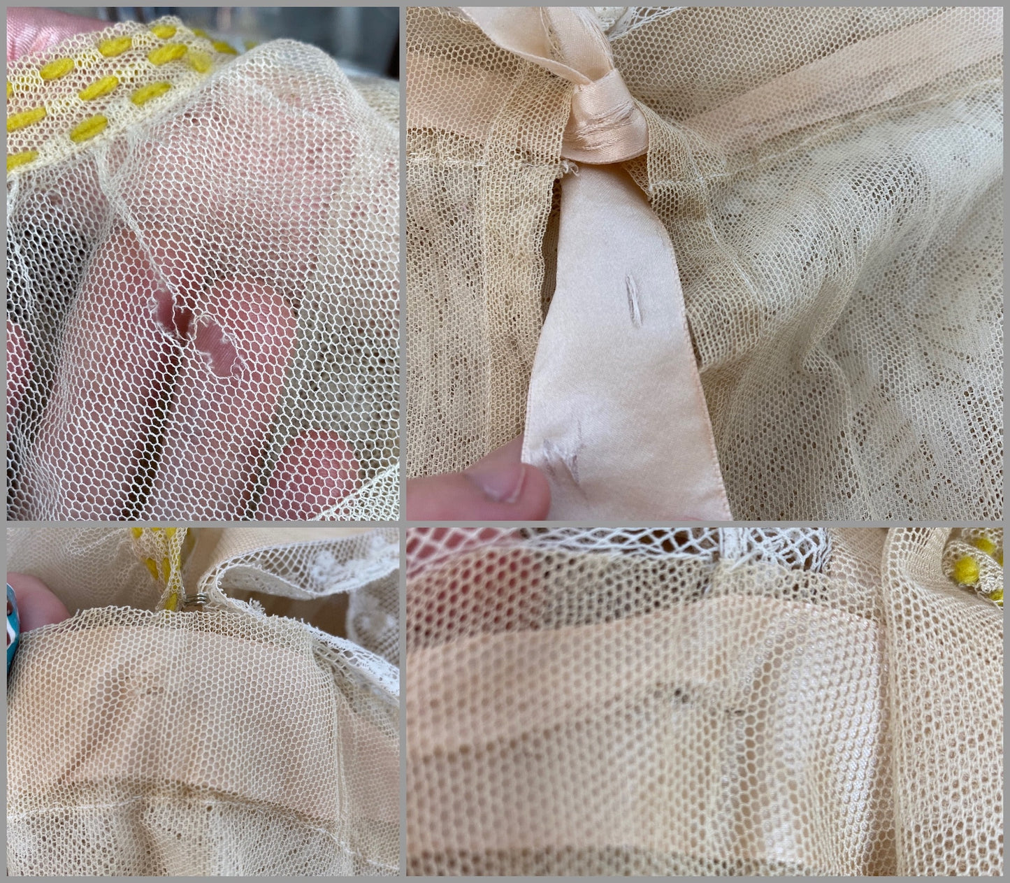 Antique 1900s Edwardian Net Lace Blouse with Yarn Embroidery & Lace Camisole, 36" Bust, S–M