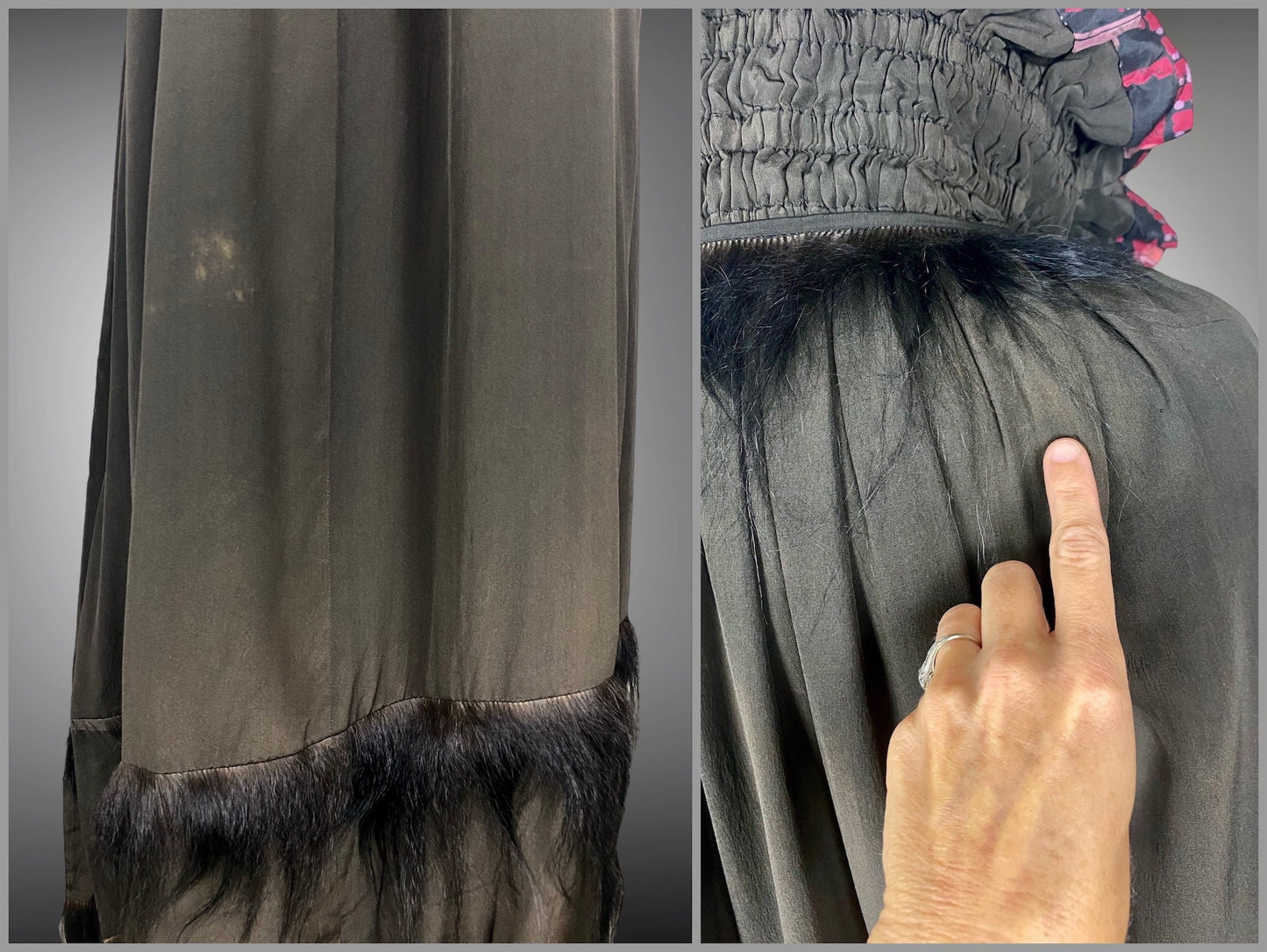 Vintage 1920s Geometric Batik Print Silk Opera Cape with Rhinestone Deco Clasp