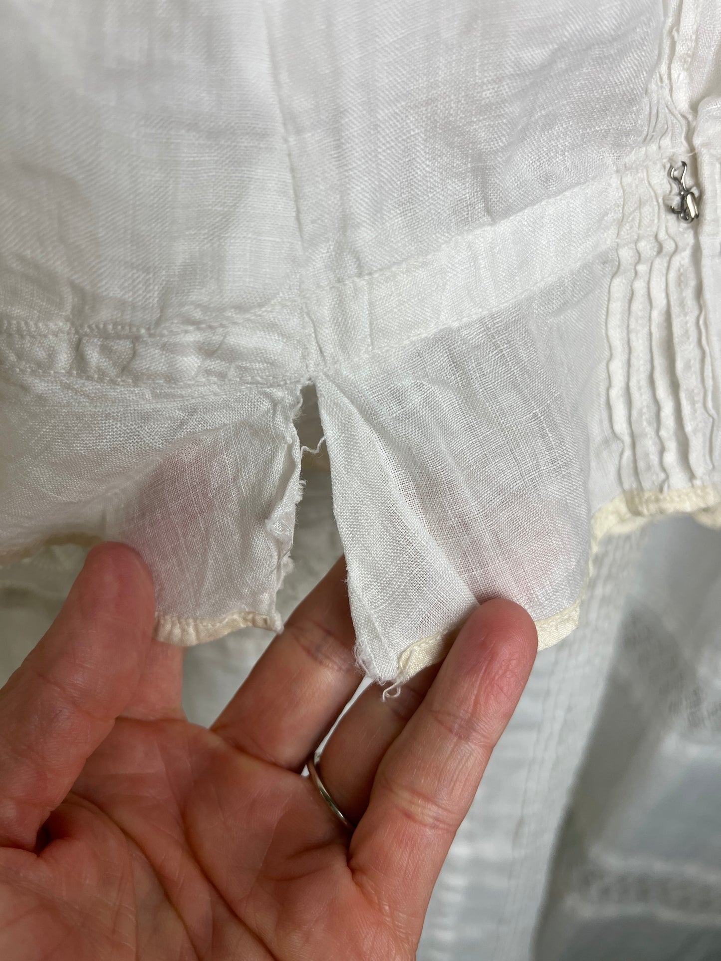 Antique Edwardian 1900s Spiderweb Drawnwork Lace Fine White Linen 2pc Dress Set, M - M/L