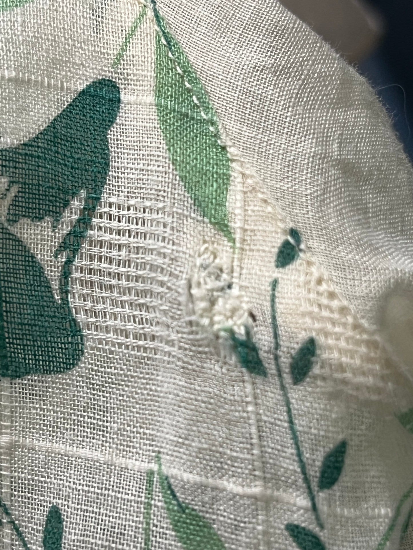 Vintage 1930s Green Floral Bias Cut Flutter Sleeve Dress and Cape, XS