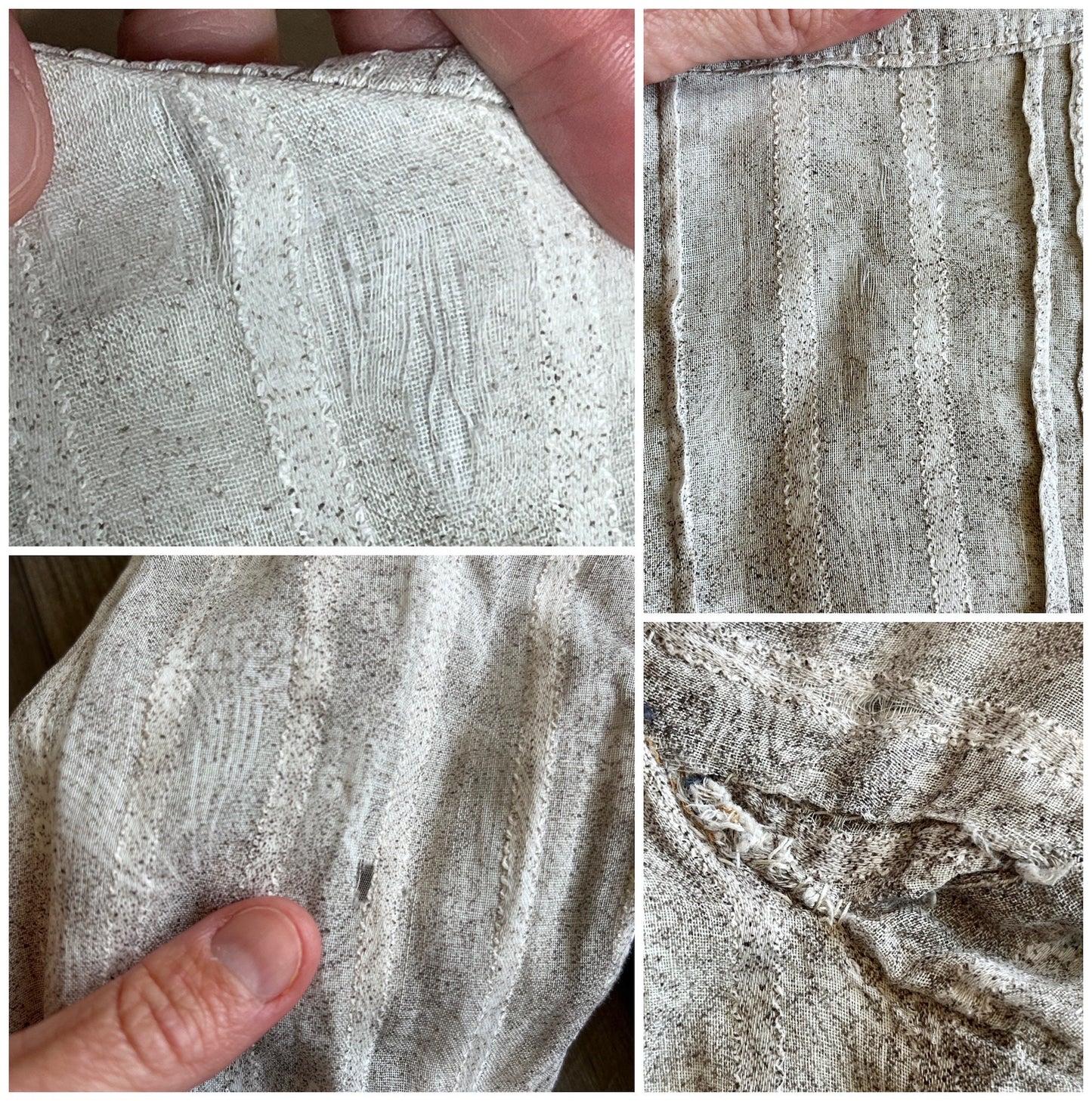 Antique Edwardian 1900s Printed Cotton Gibson Girl Dress, Tiered Skirt & Blouse Set, Small