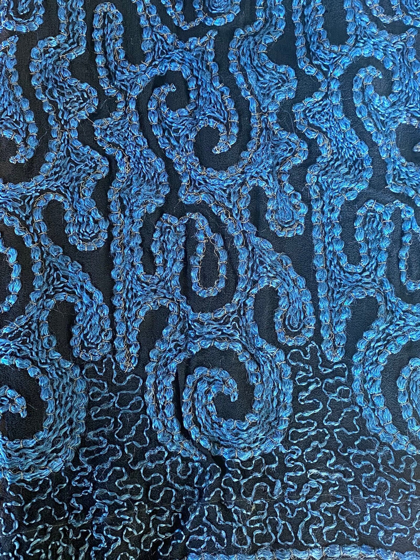 Antique Late 1910s–1920s Velvet Embroidered Flapper Dress with Sheer Sleeves, S–M