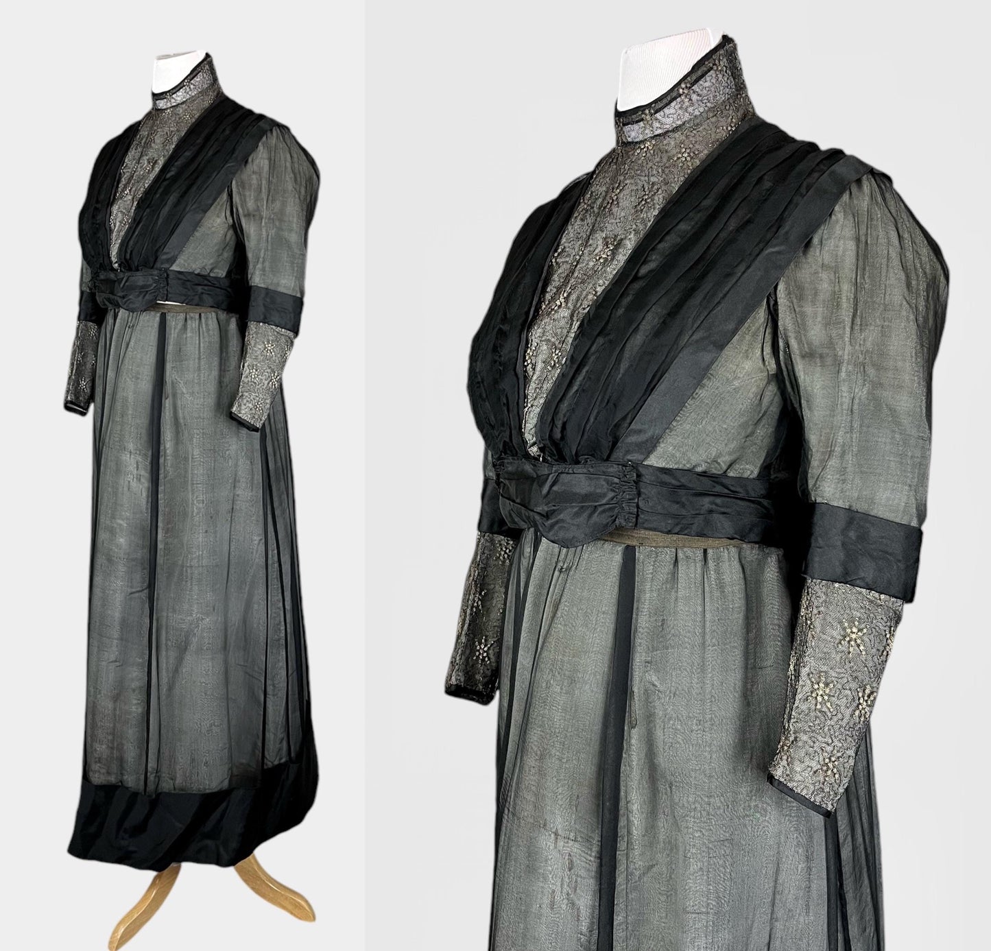 Antique 1900s–1910s Edwardian Embroidered “Spider” Costume Dress, Mrs. Lambert Costumier, M/L–L