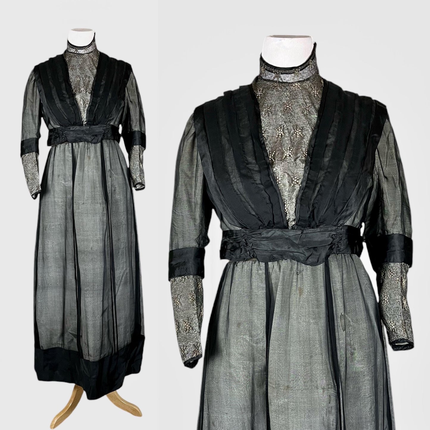 Antique 1900s–1910s Edwardian Embroidered “Spider” Costume Dress, Mrs. Lambert Costumier, M/L–L