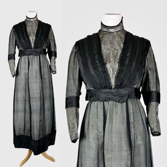 Antique 1900s–1910s Edwardian Embroidered “Spider” Costume Dress, Mrs. Lambert Costumier, M/L–L