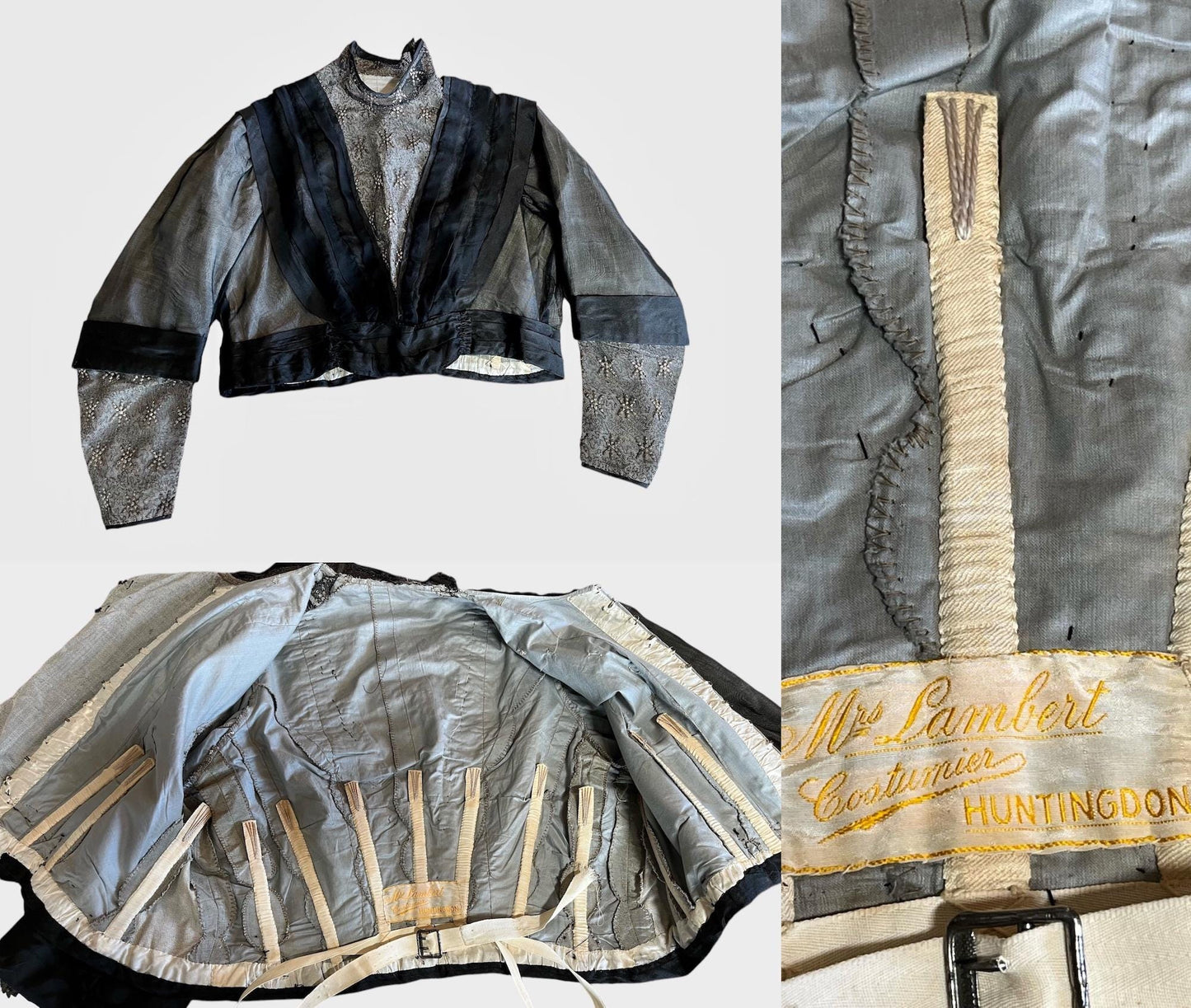 Antique 1900s–1910s Edwardian Embroidered “Spider” Costume Dress, Mrs. Lambert Costumier, M/L–L