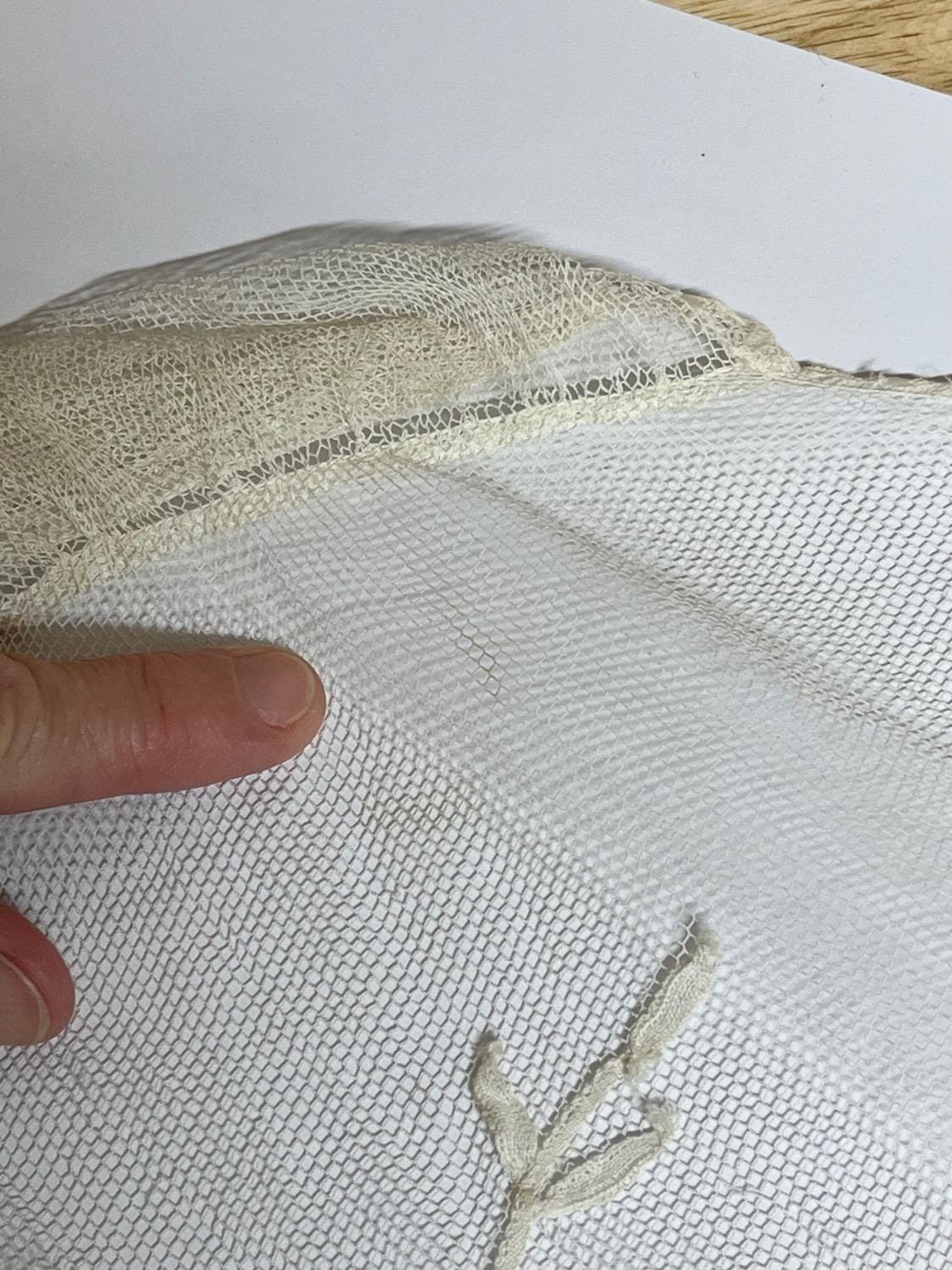 Antique 1900s Edwardian Embroidered Net Lace Top, Sheer Sleeveless Floral Bridal Layer