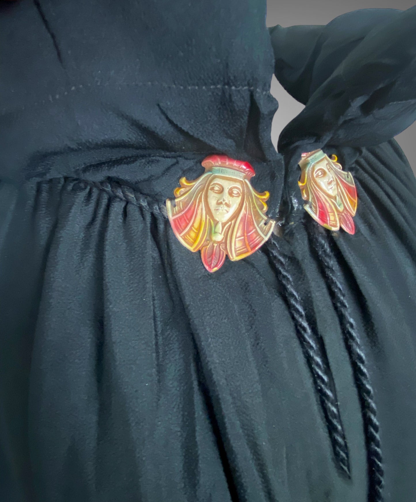 Vintage 1920s Egyptian Revival Embellished Cape, Art Deco Flapper Cloak