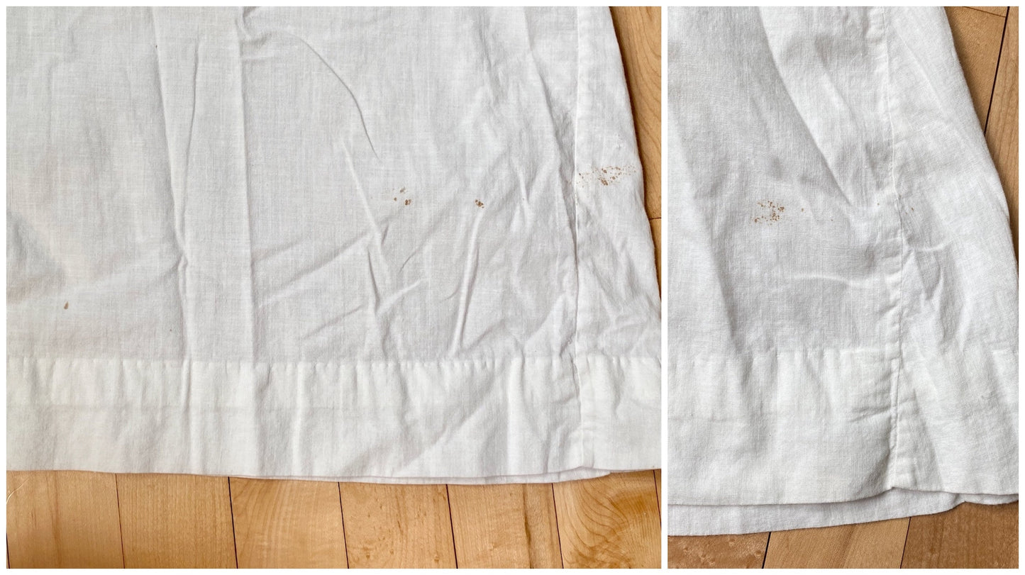 Antique 1900s Victorian Edwardian White Cotton Nightgown with Lace Trim, Small 34" Bust