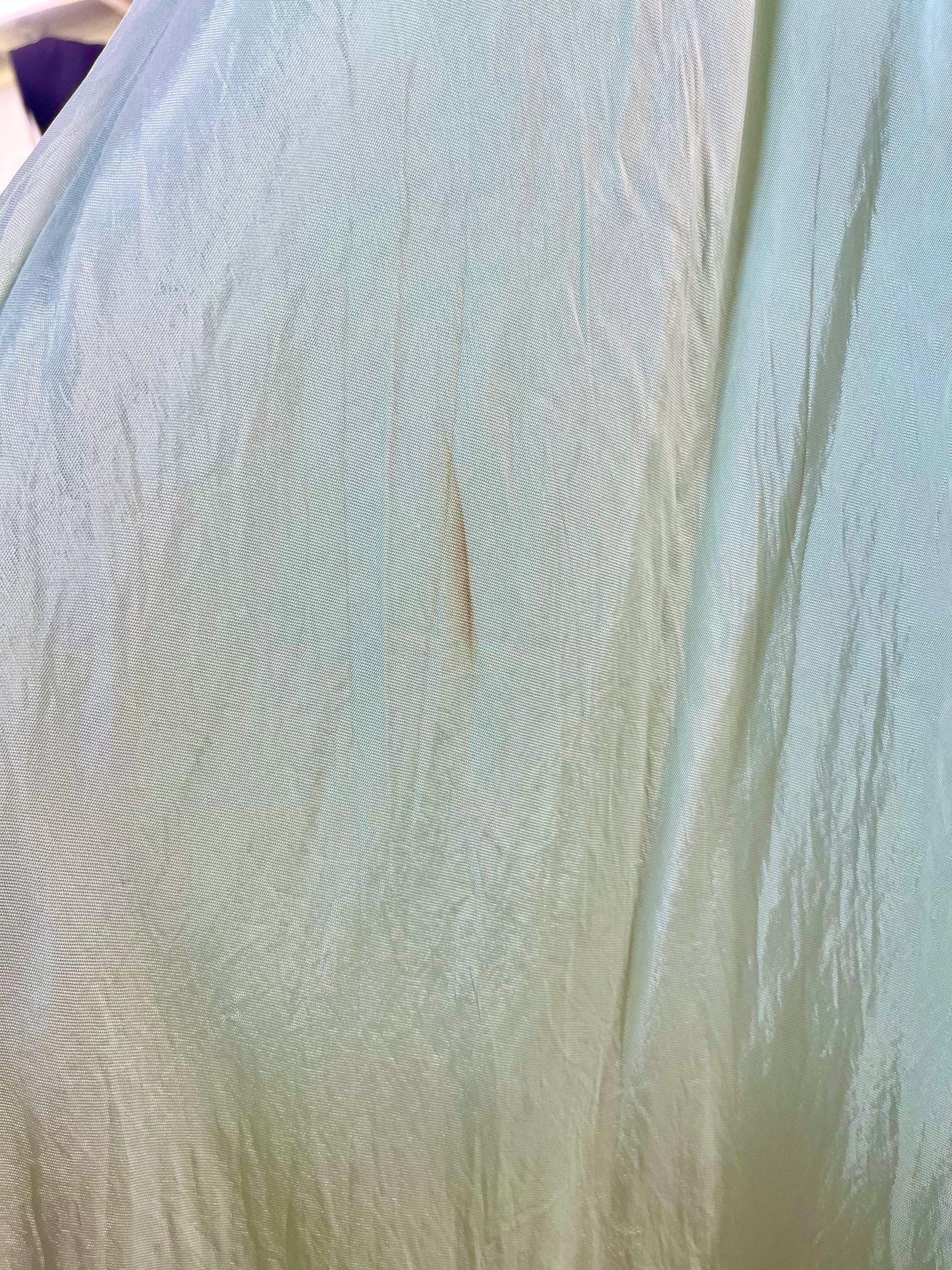 Vintage 1930s Sheer Green Organdy Gown, Embroidered Flutter Sleeve Art Deco Bias-Cut Dress, S / S-M