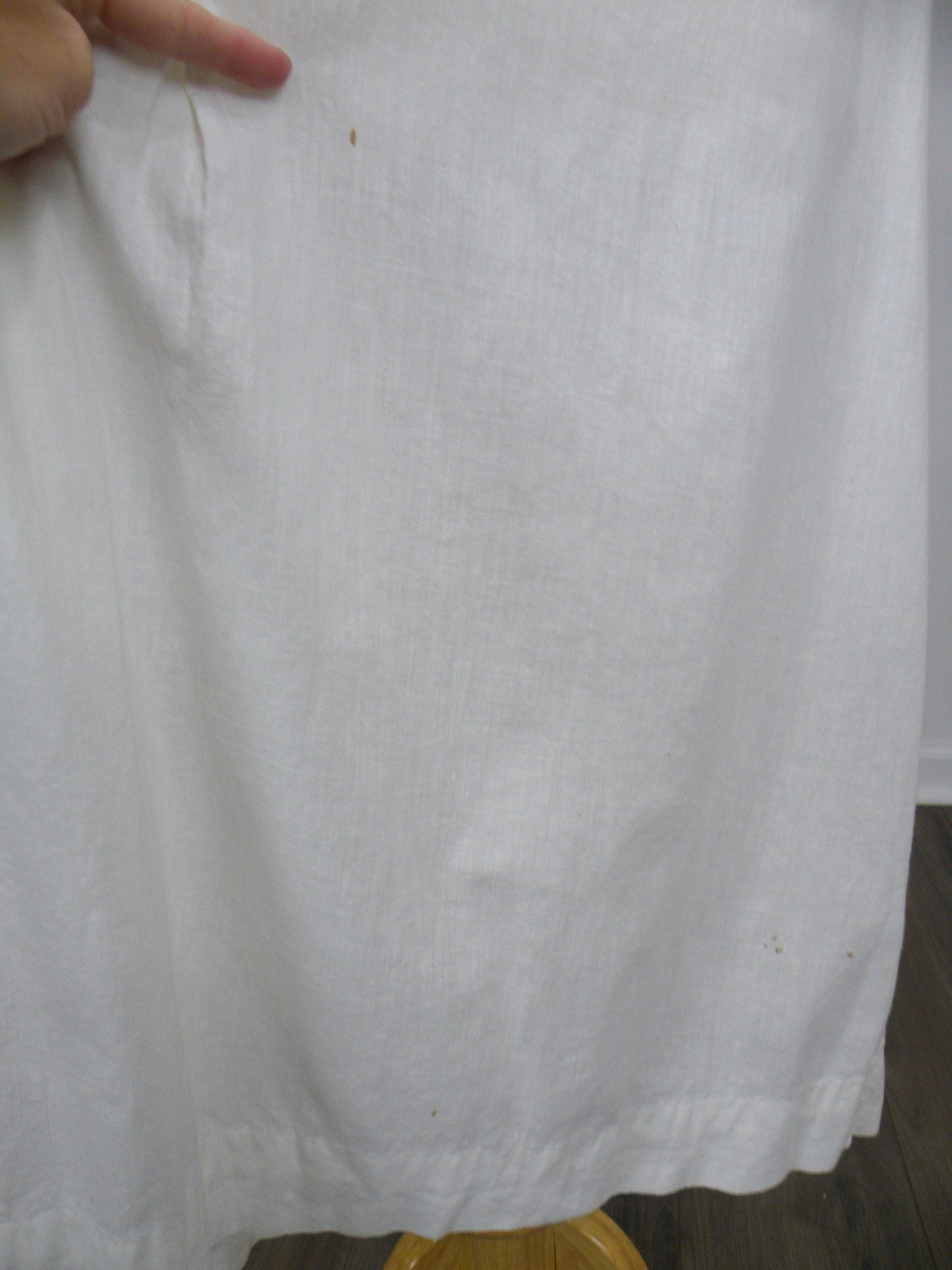 Antique 1900s Victorian Edwardian White Cotton Nightgown with Lace Trim, Small 34" Bust