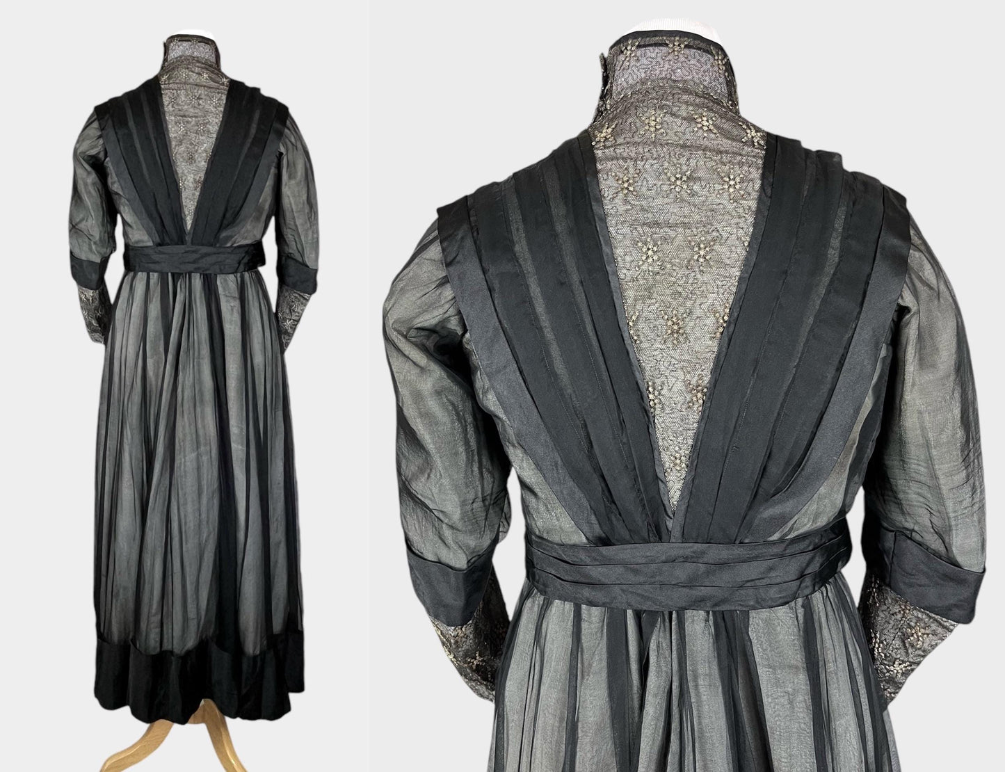 Antique 1900s–1910s Edwardian Embroidered “Spider” Costume Dress, Mrs. Lambert Costumier, M/L–L