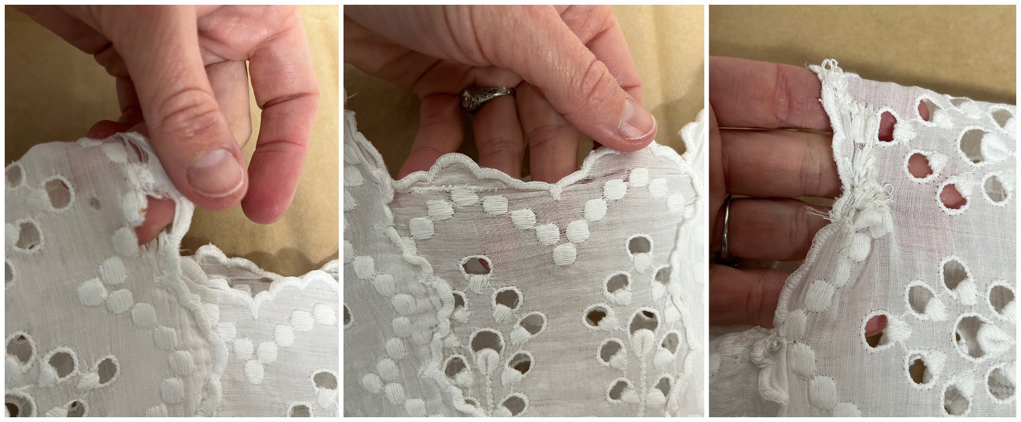 Antique 1910s White Cotton Eyelet Dress, XS