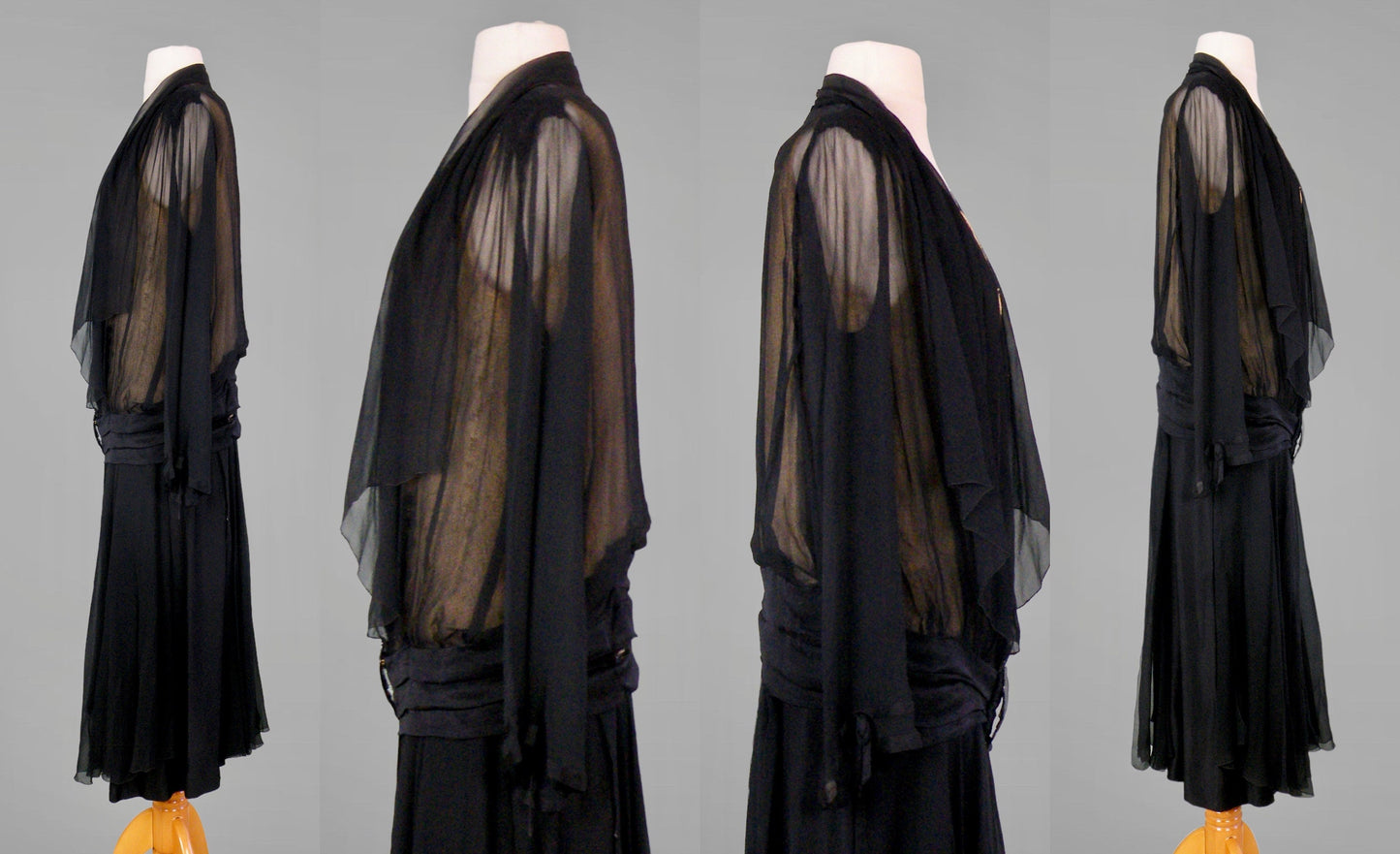 Vintage 1920s Beaded Net & Silk Dress, Art Deco Evening Gown, S/M - Medium