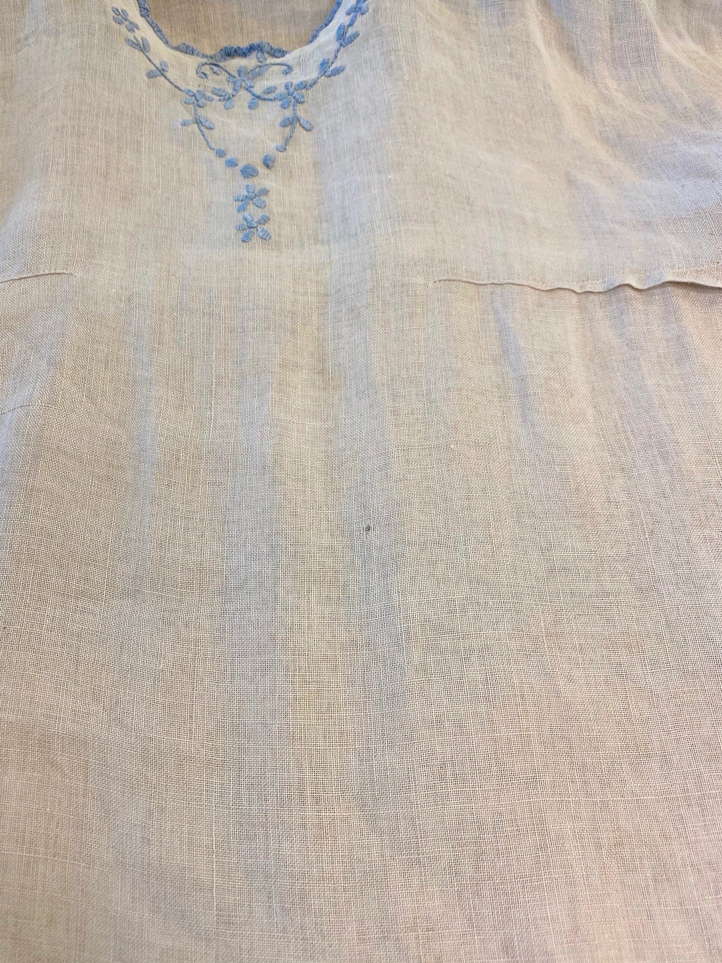 Late 1910s–Early 1920s Embroidered Blouse with Shoulder Button Snaps, XS
