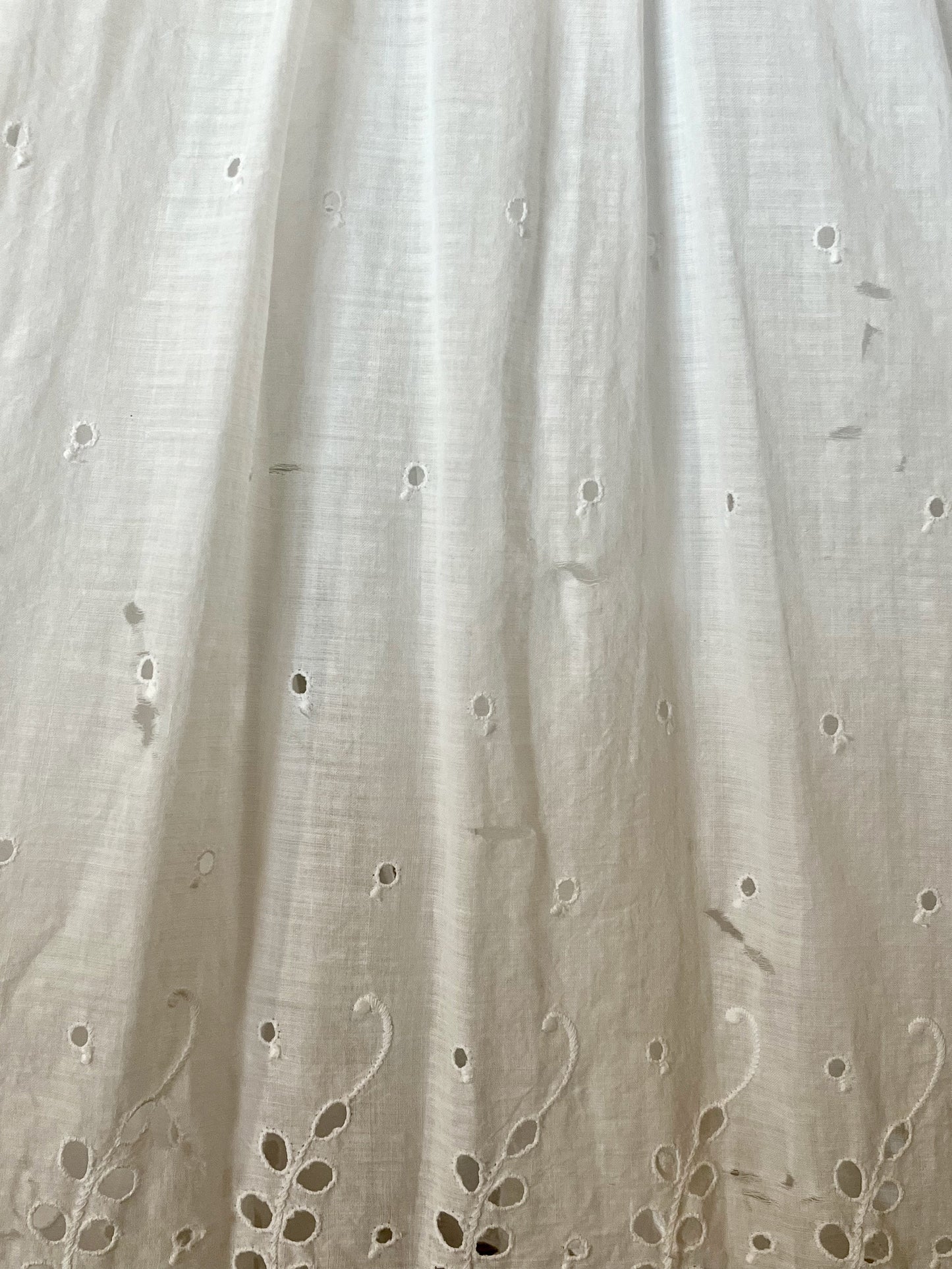 Antique 1910s White Cotton Eyelet Dress, XS