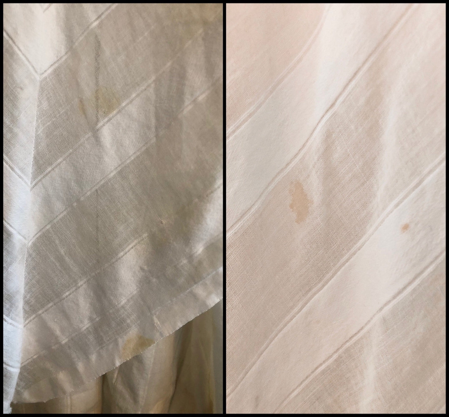 Antique 1900s Edwardian Tea Dress in Striped White Cotton with Lace, XS