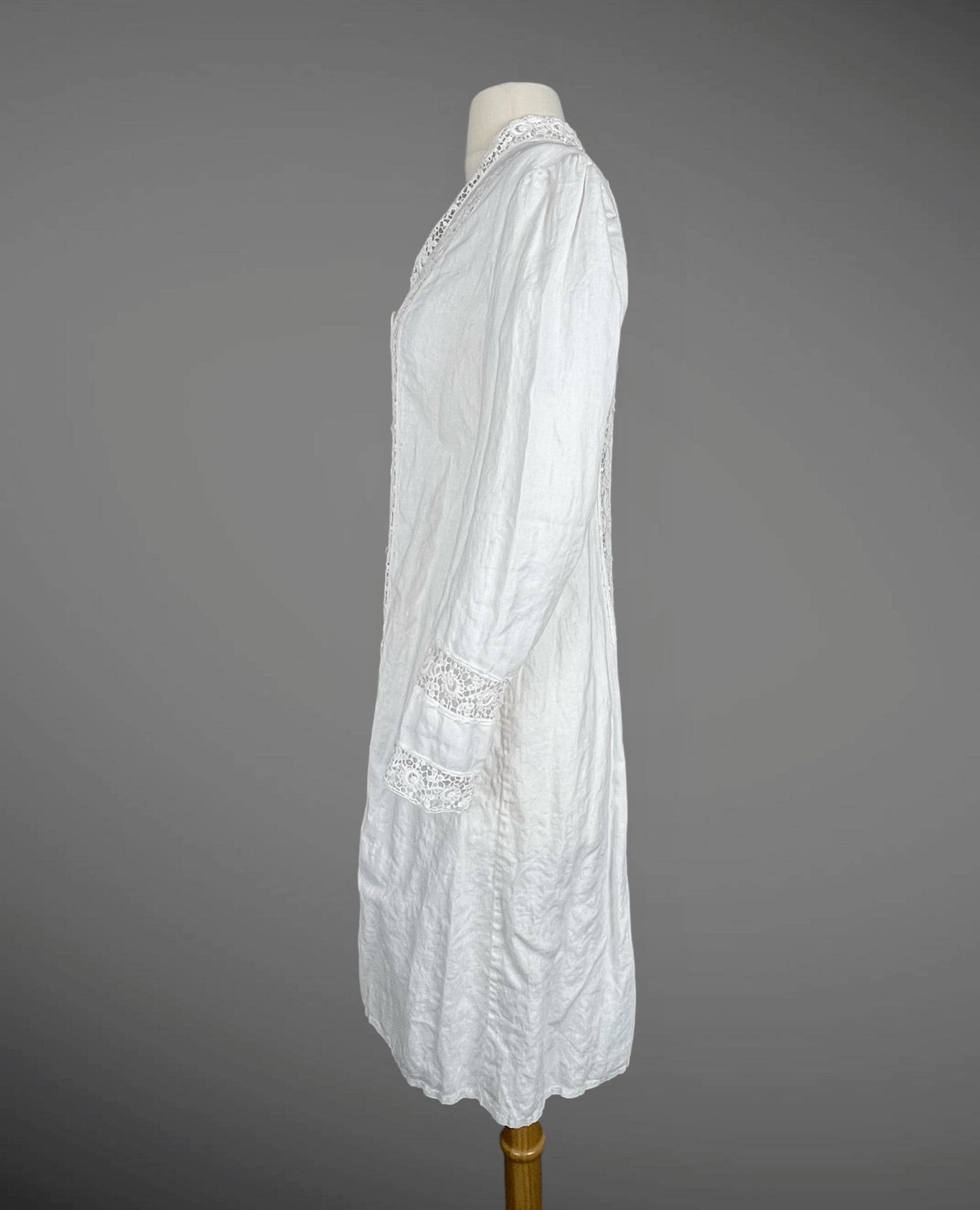 Antique 1900s Edwardian White Linen Insertion Lace Jacket, S - M