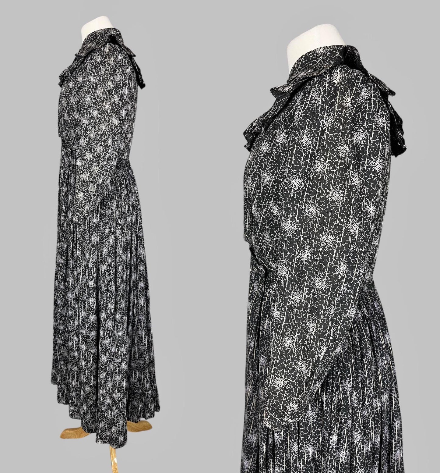 Antique 1900s Cotton Calico Pioneer Dress, Medium