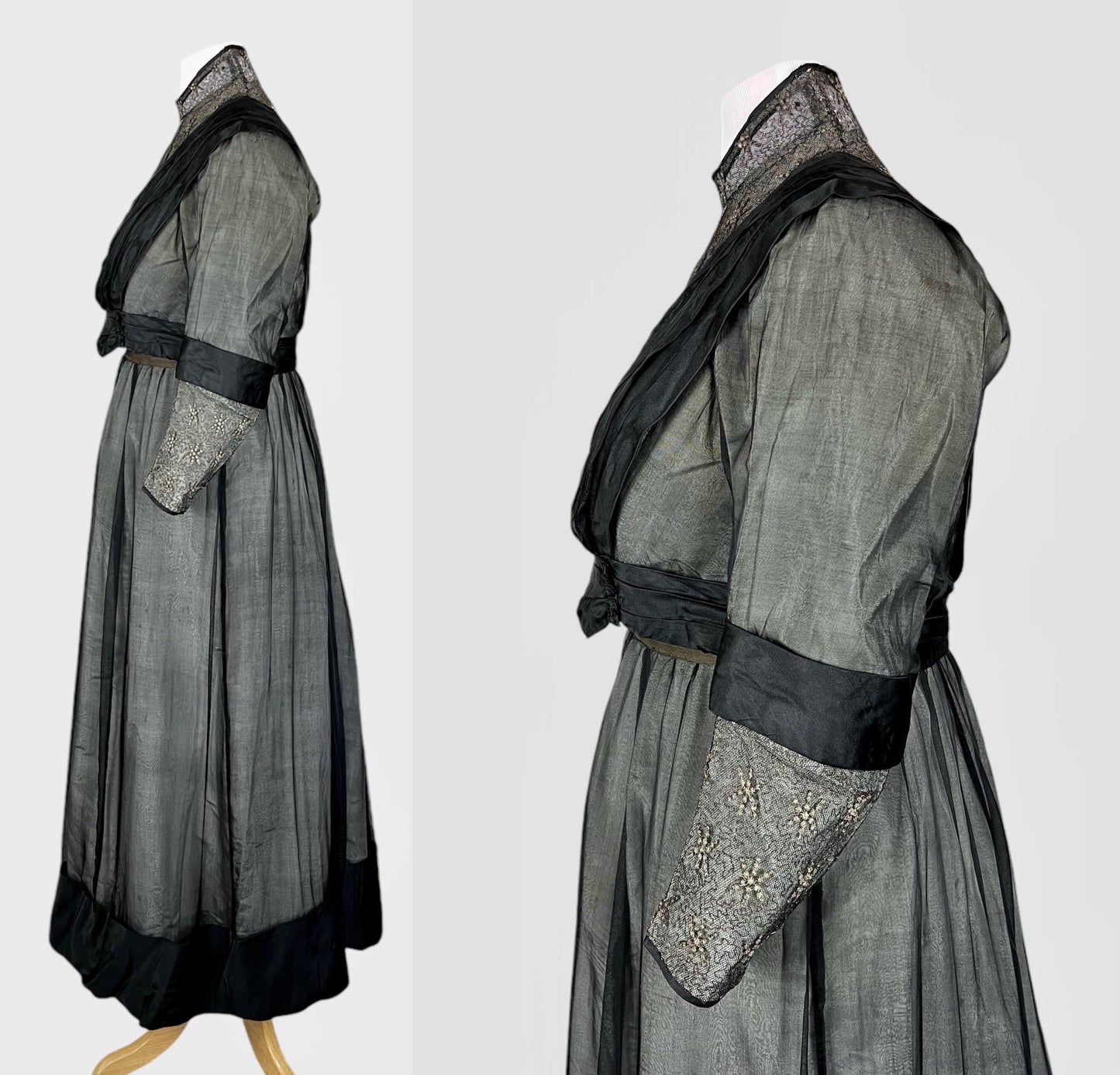 Antique 1900s–1910s Edwardian Embroidered “Spider” Costume Dress, Mrs. Lambert Costumier, M/L–L