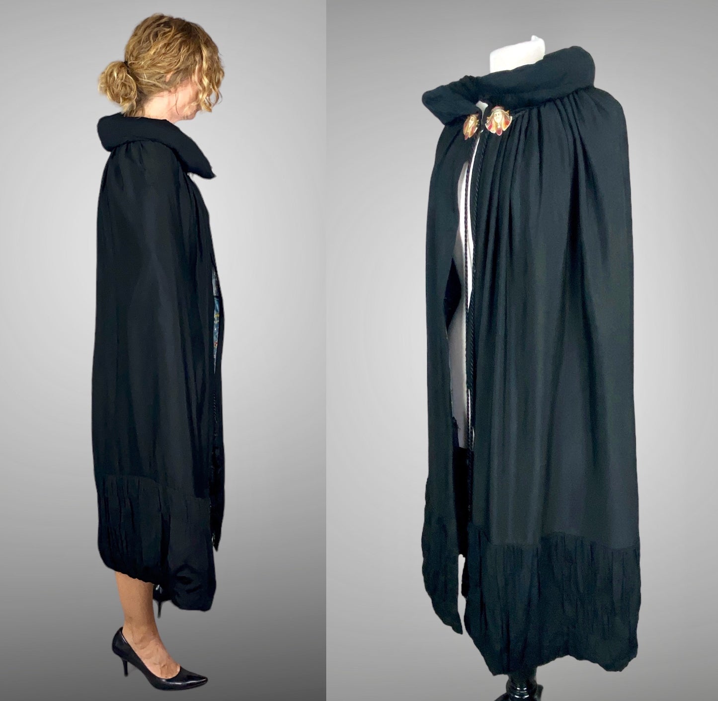 Vintage 1920s Egyptian Revival Embellished Cape, Art Deco Flapper Cloak