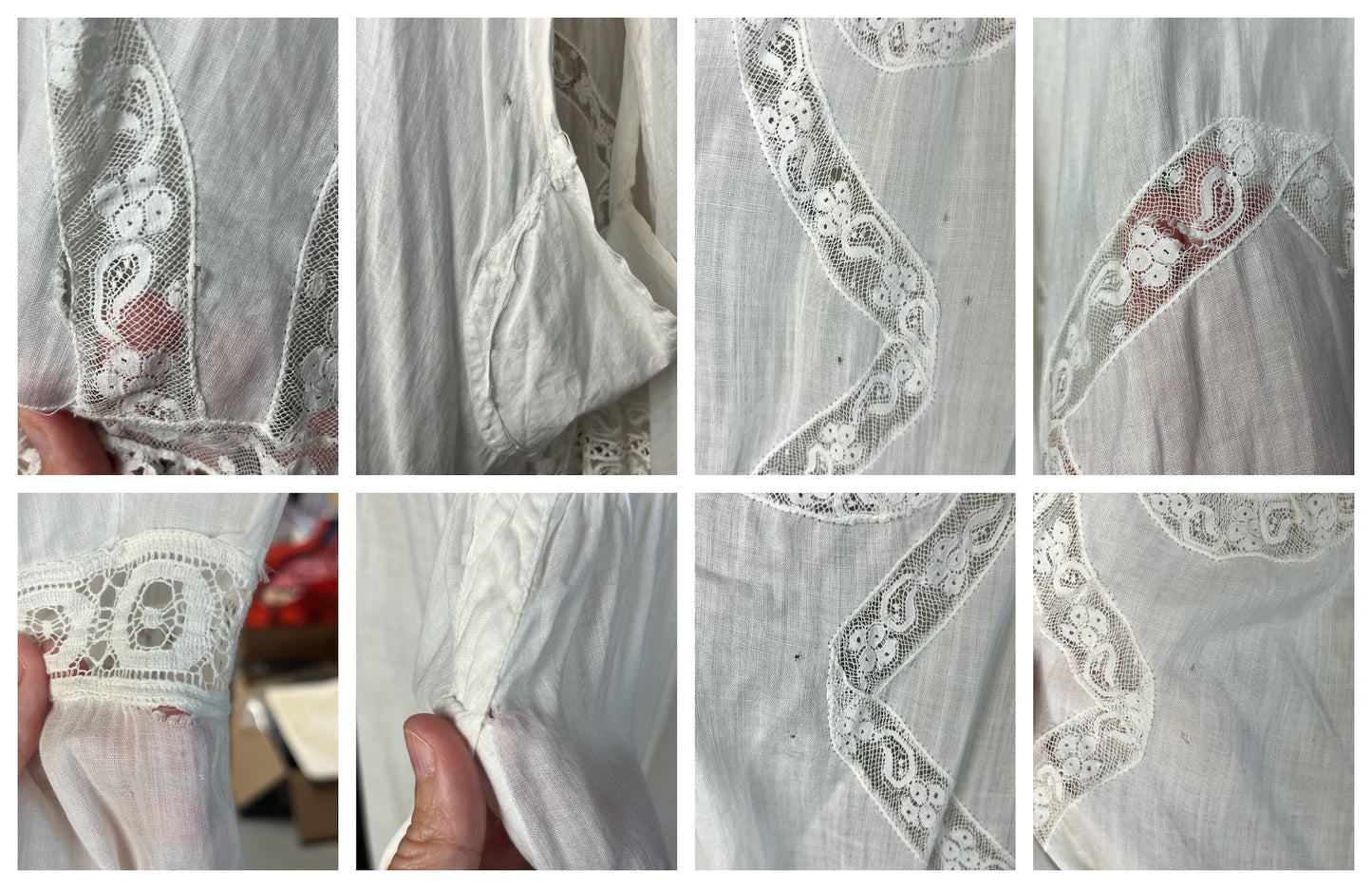 Antique Edwardian White Cotton Lace Split Crotch Chemise Combination Undergarment