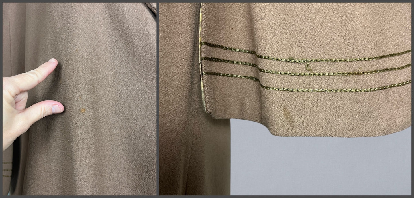 close-up of tiny chew, and light discolorations to wool