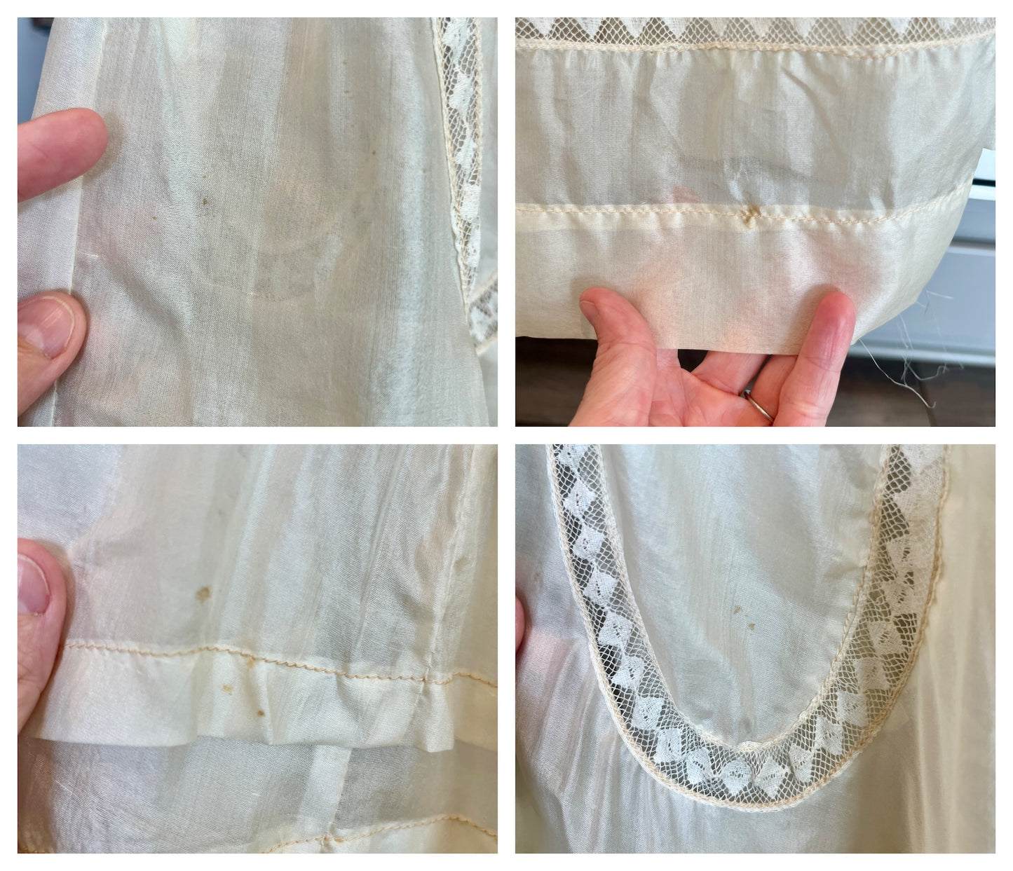 Antique c. 1900 Ivory Silk & Insertion Lace Gibson Girl Two-Piece Dress Set — Museum Quality