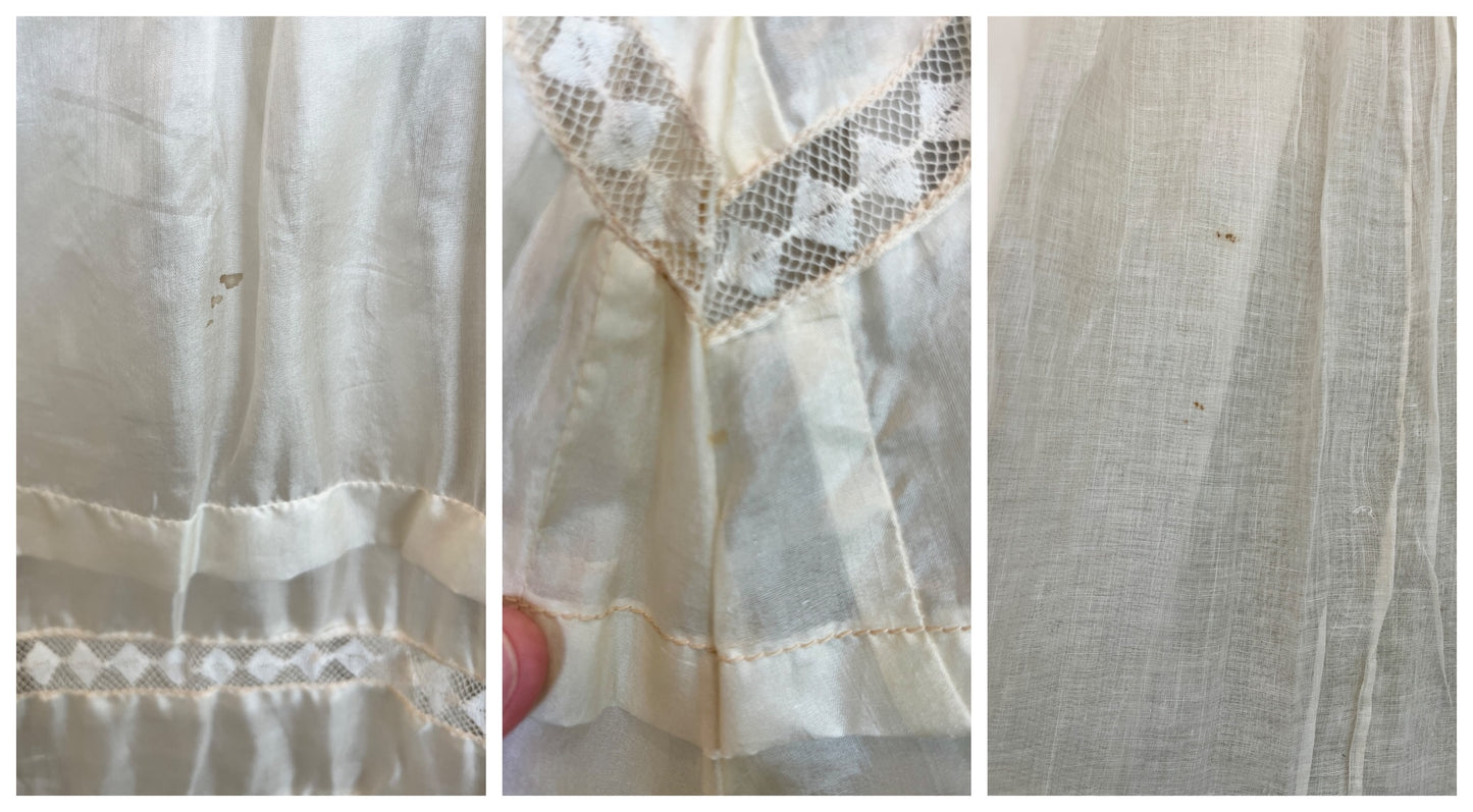 Antique c. 1900 Ivory Silk & Insertion Lace Gibson Girl Two-Piece Dress Set — Museum Quality