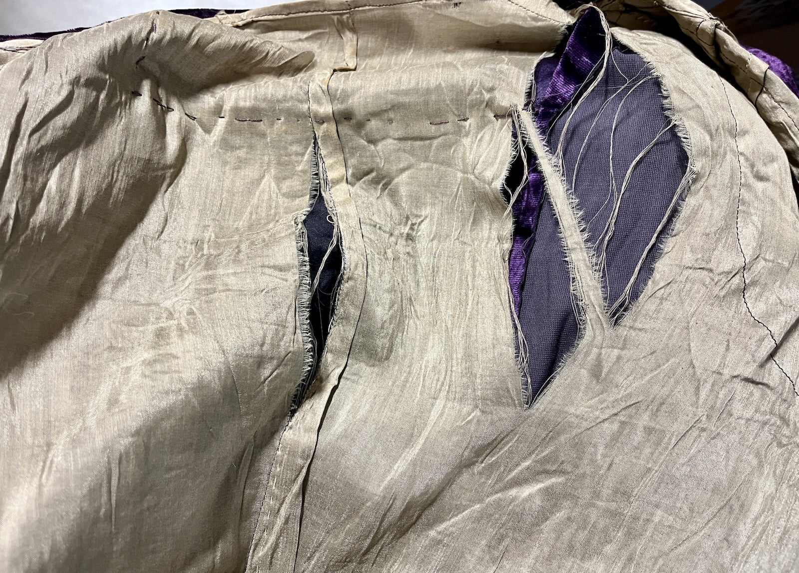 Tearing to interior back lining