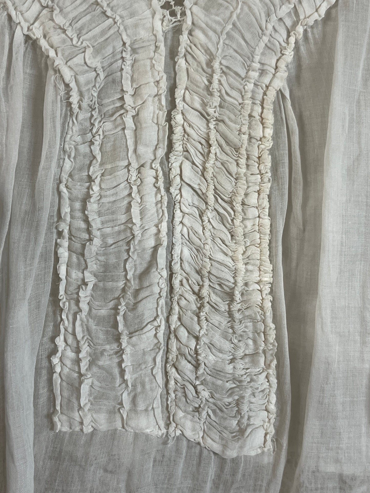 Antique 1910s White Sheer Cotton & Lace Two Piece Dress Set | Shirtwaist Blouse & Tiered Skirt