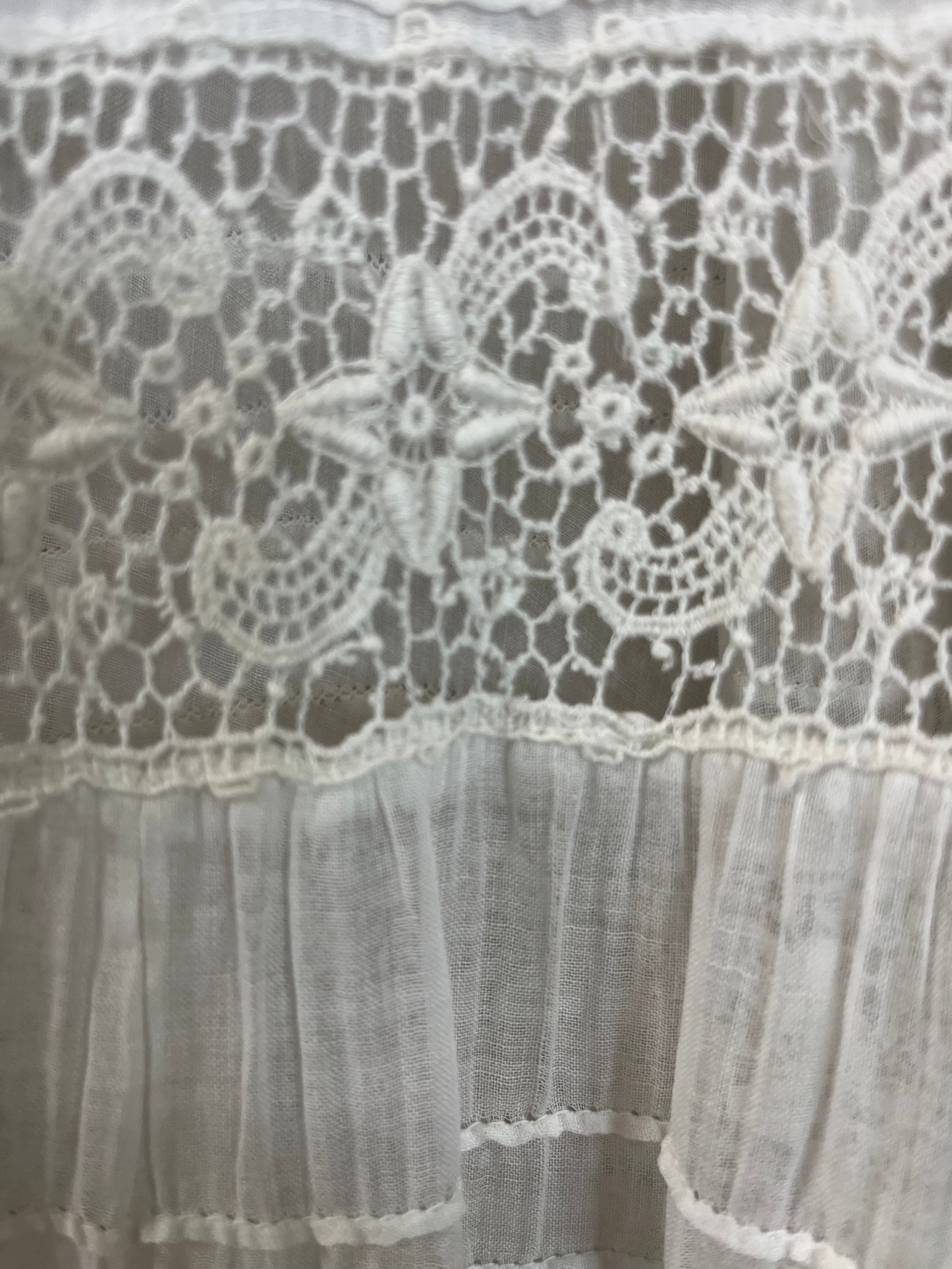 Antique 1910s White Sheer Cotton & Lace Two Piece Dress Set | Shirtwaist Blouse & Tiered Skirt