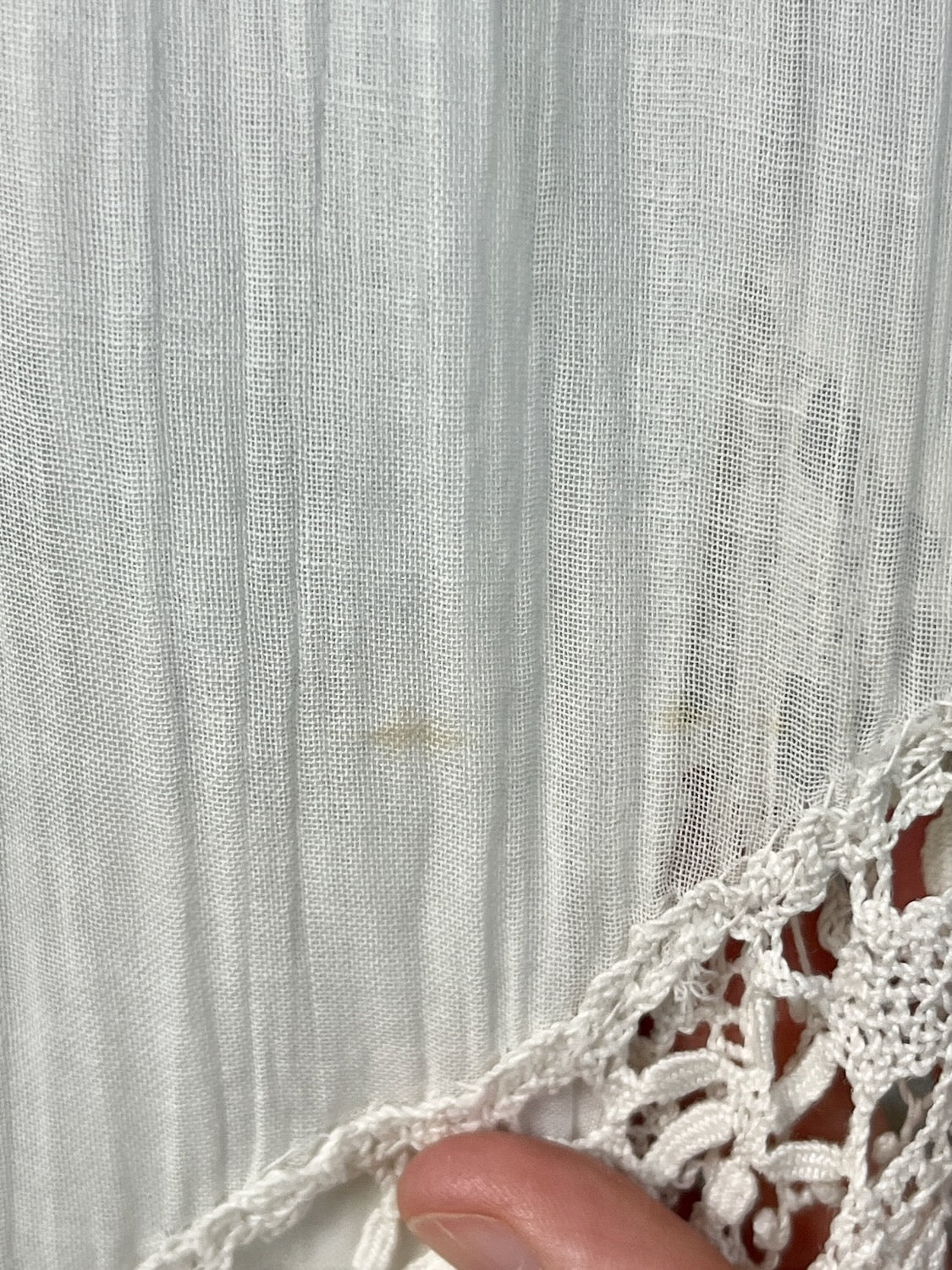 Antique 1910s Edwardian White Cotton Gauze Lingerie Dress with Cutwork Lace