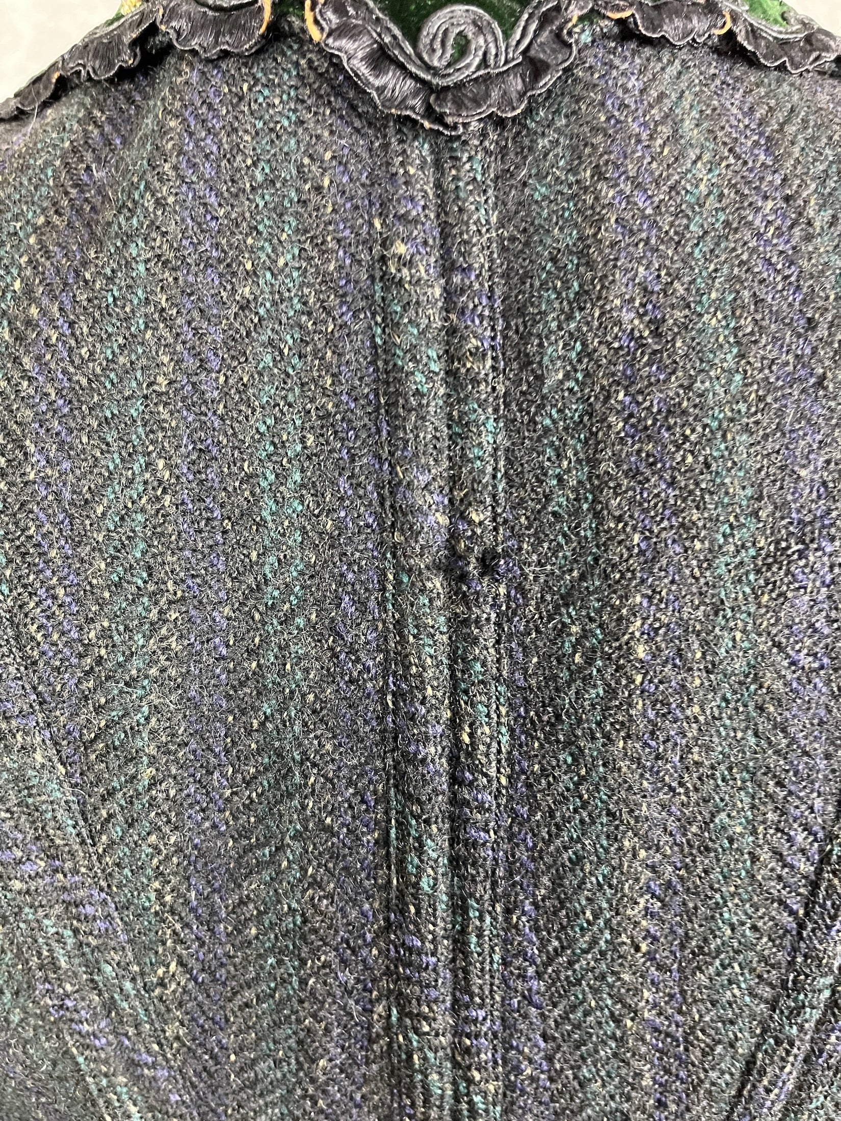 close-up of back - chew hole to wool