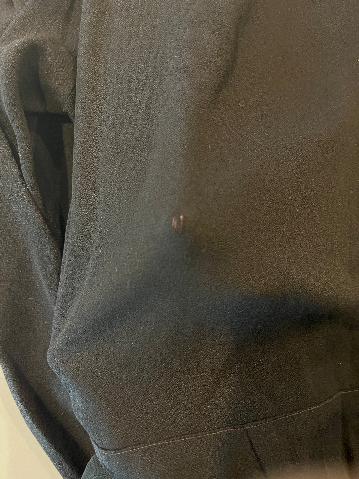 Vintage Late 1930s Black Rayon Two-Piece Ensemble | Deco Seamed Blouse with Shirred Knit Collar