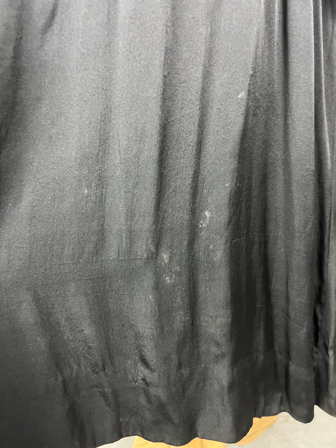 Antique Edwardian Early 1910s Black Silk Gown, Fluid Draped Skirt, Hobble-Era Influence, Small