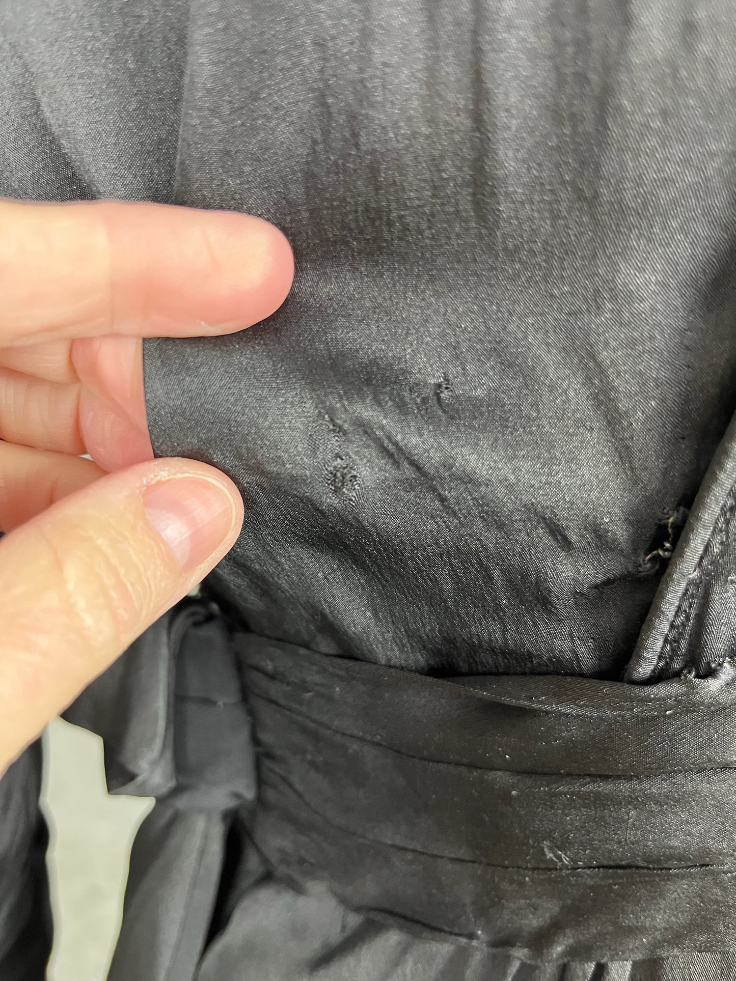 Antique Edwardian Early 1910s Black Silk Gown, Fluid Draped Skirt, Hobble-Era Influence, Small