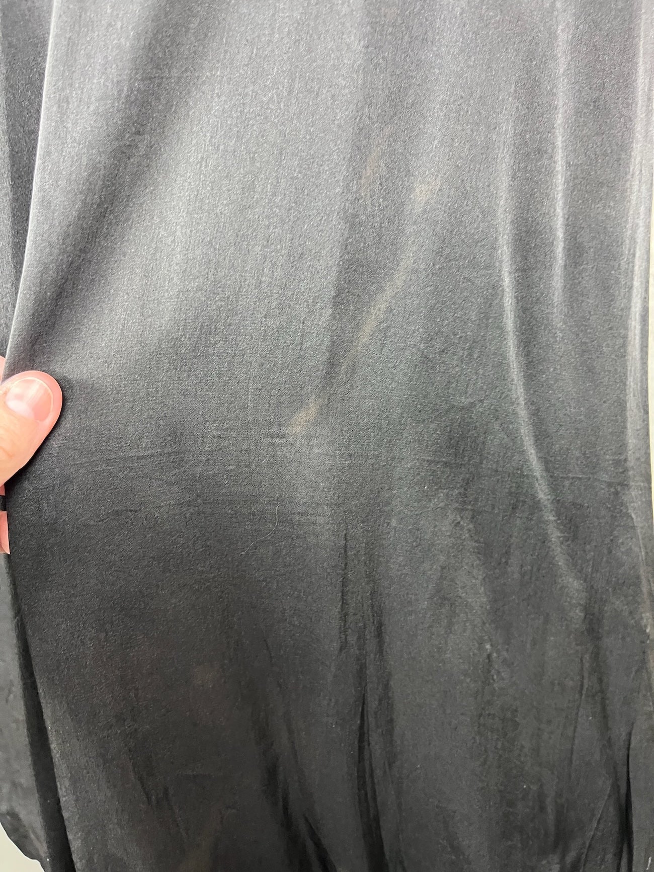 Antique Edwardian Early 1910s Black Silk Gown, Fluid Draped Skirt, Hobble-Era Influence, Small