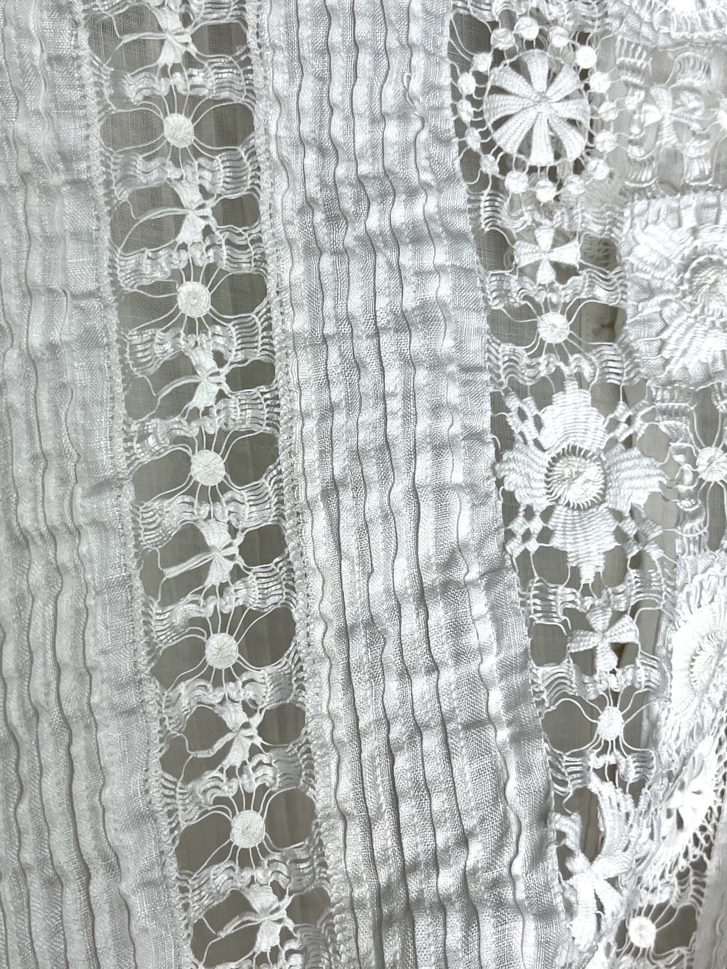 Antique Edwardian 1900s Spiderweb Drawnwork Lace Fine White Linen 2pc Dress Set, M - M/L