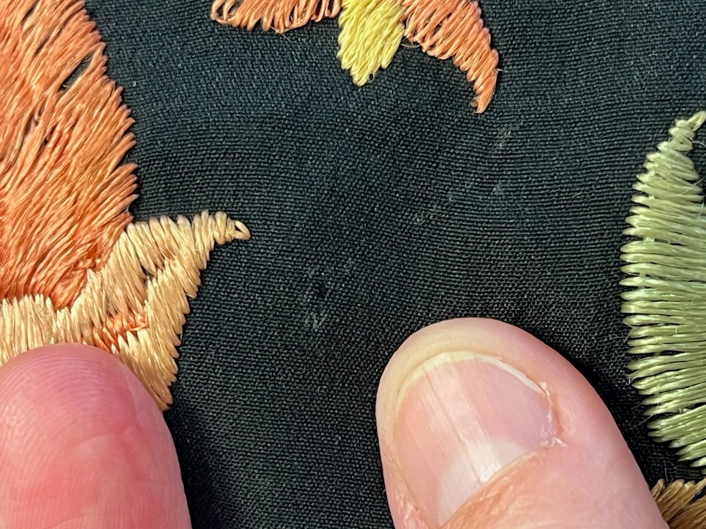 Vintage 1920s 30s Hand Embroidered Silk Crepe Fringe Piano Shawl