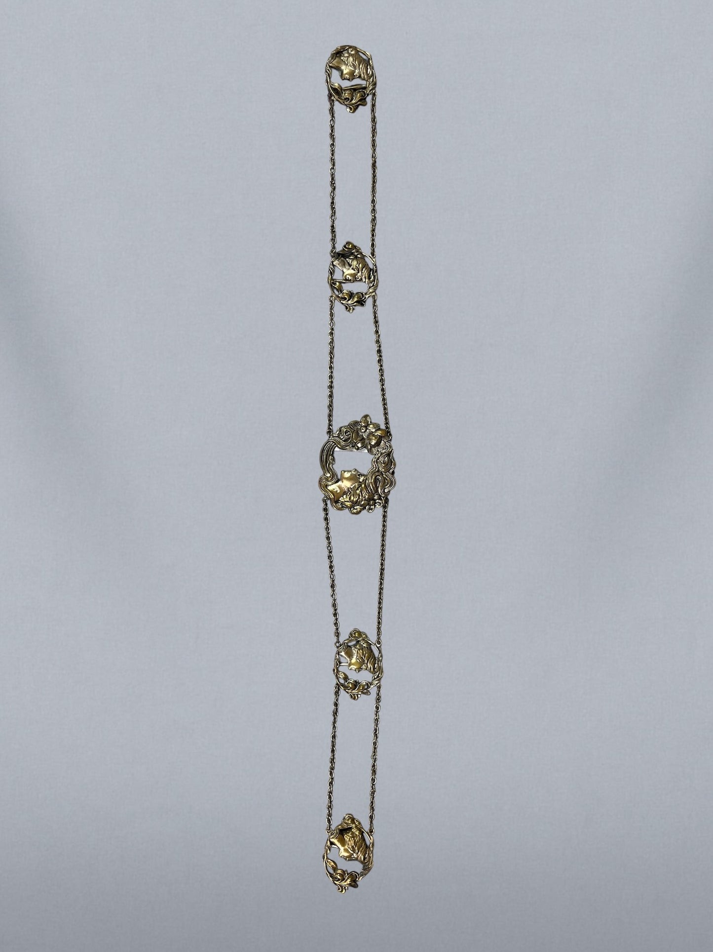 Edwardian Art Nouveau Brass Goddess Dress Belt, c. 1900–1915