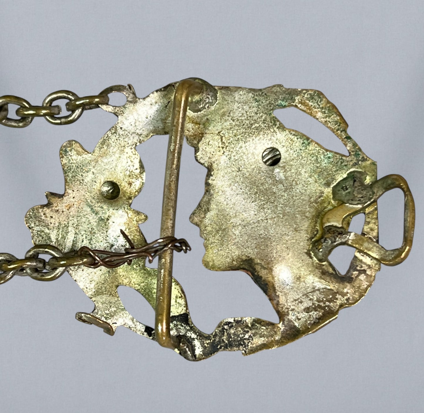 Edwardian Art Nouveau Brass Goddess Dress Belt, c. 1900–1915