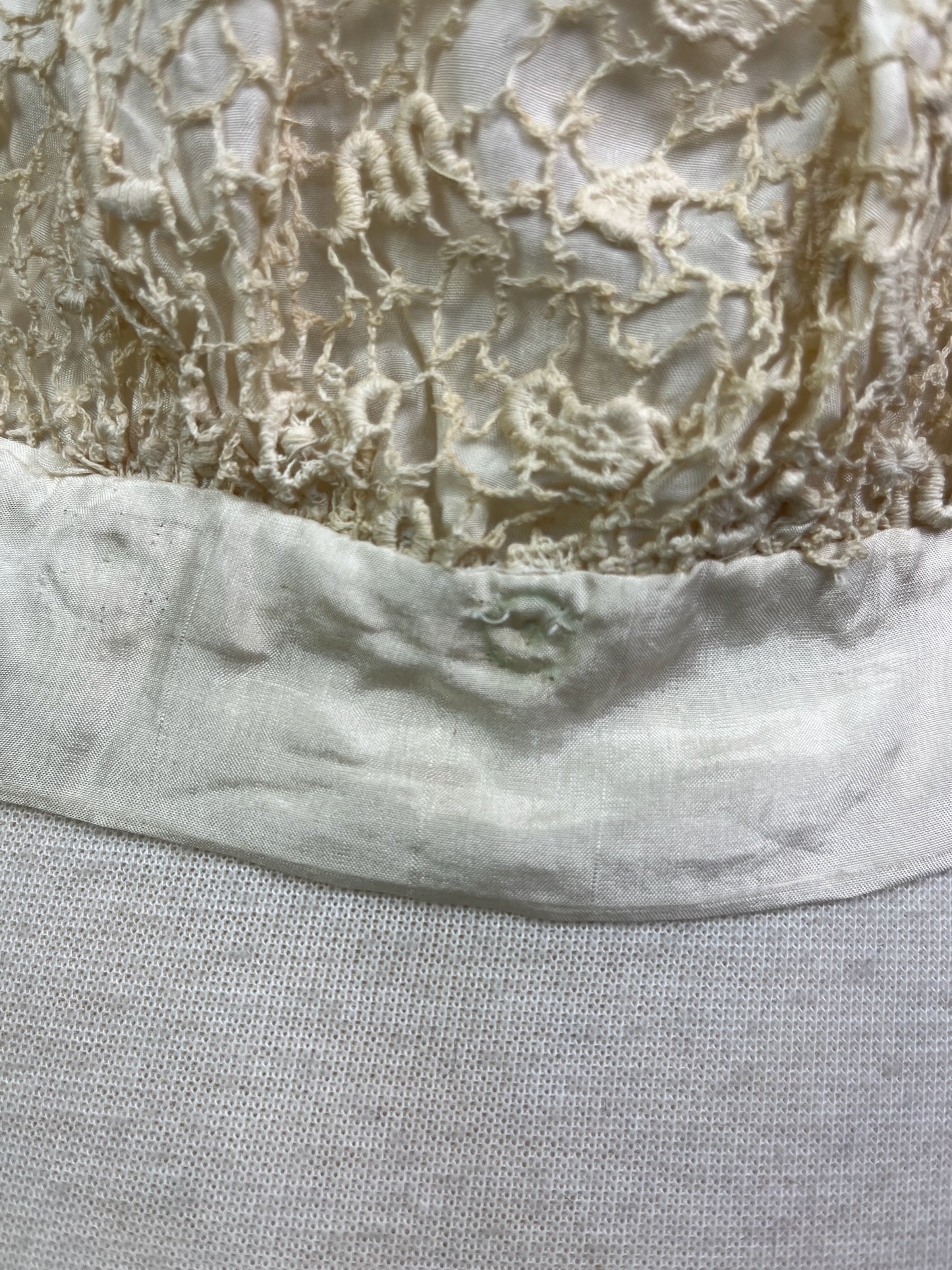 Antique c.1900 Cream Lace & Silk Bodice Blouse, Medium