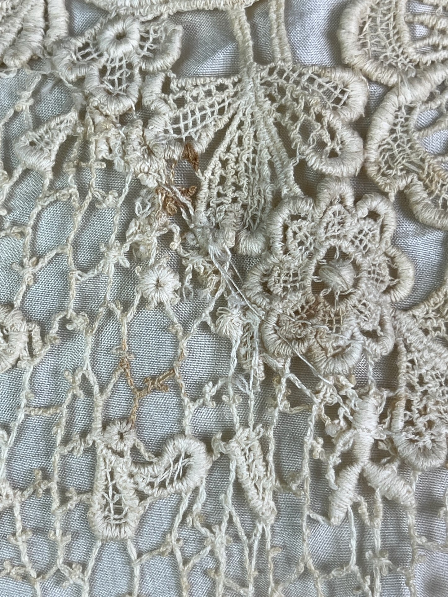Antique c.1900 Cream Lace & Silk Bodice Blouse, Medium