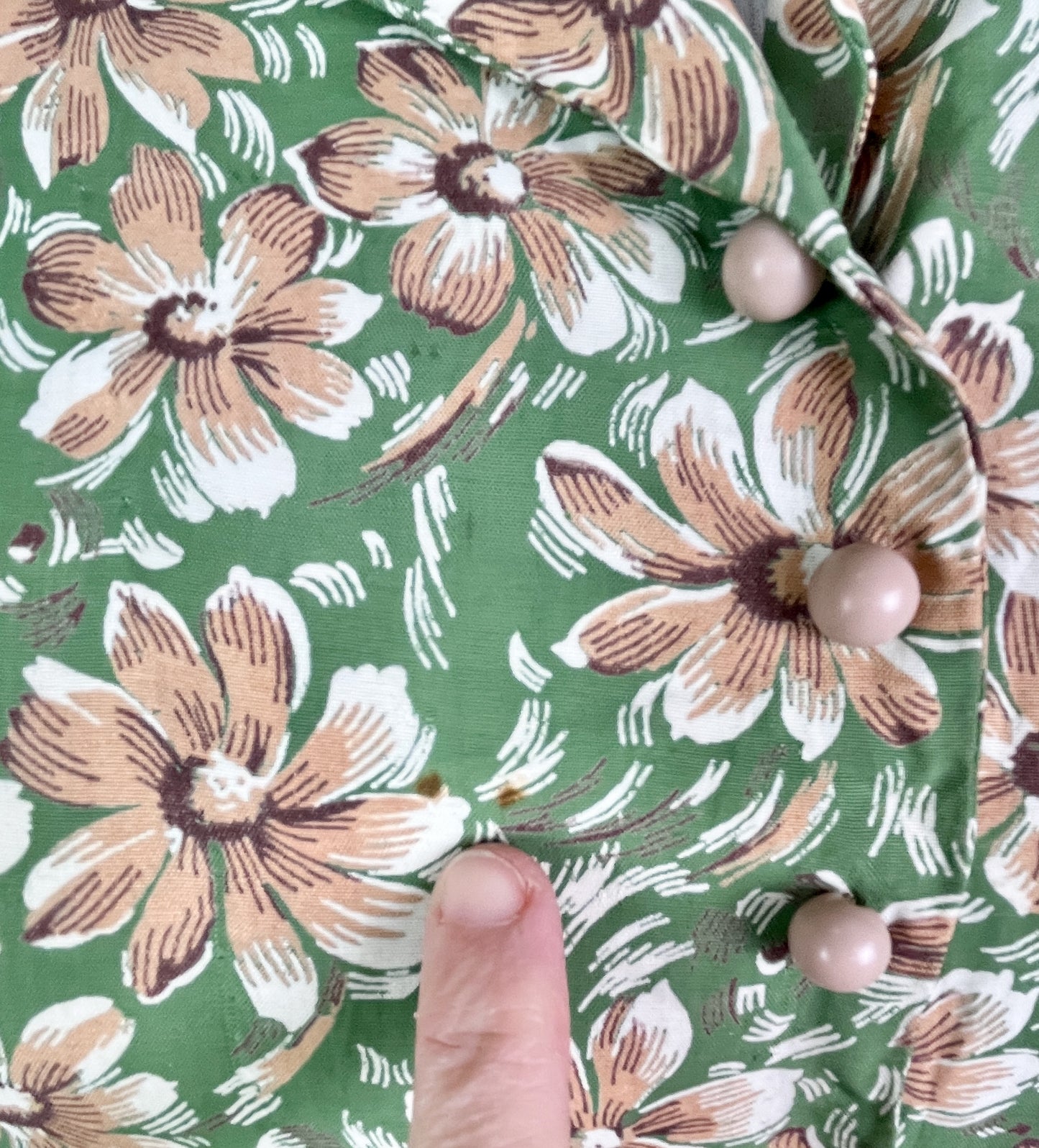 Vintage Late 1930s to Early 1940s Rayon Floral Blouse with Pointed Waist, M - L