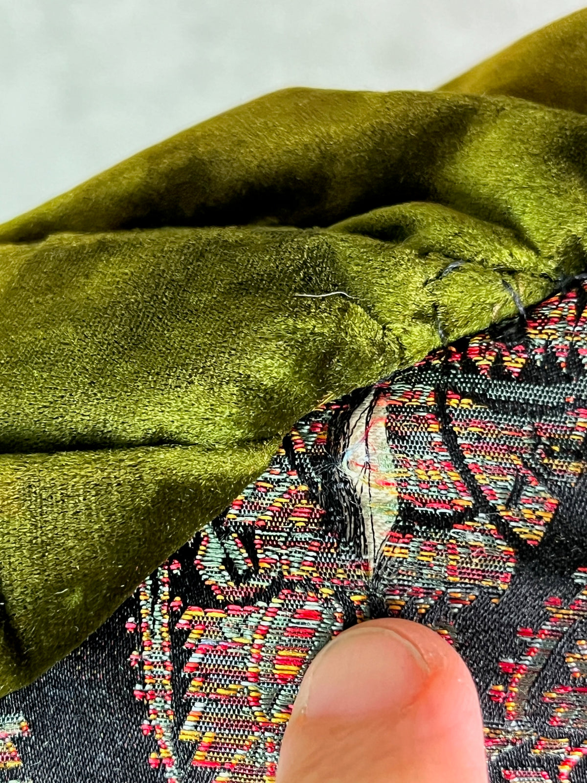 Antique 1890s Victorian Silk Paisley Peplum Bodice Jacket with Green Velvet Collar