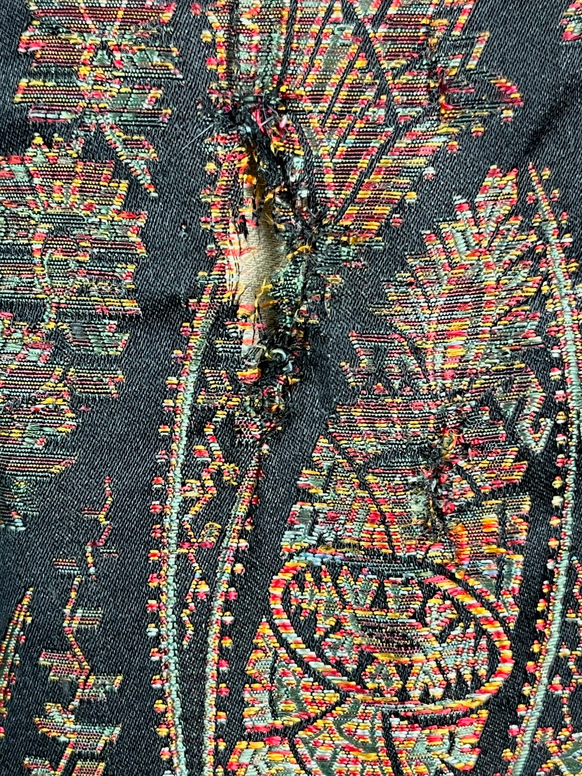 Antique 1890s Victorian Silk Paisley Peplum Bodice Jacket with Green Velvet Collar