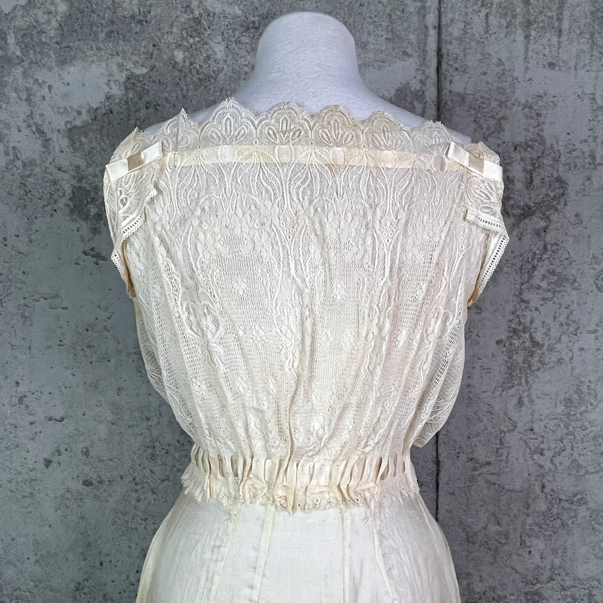 Antique 1900s 1910s Wedding Trousseau – Satin Lace Bridal Dress, Undergarments, Veil, Shoes & Accessories, Historical Heirloom