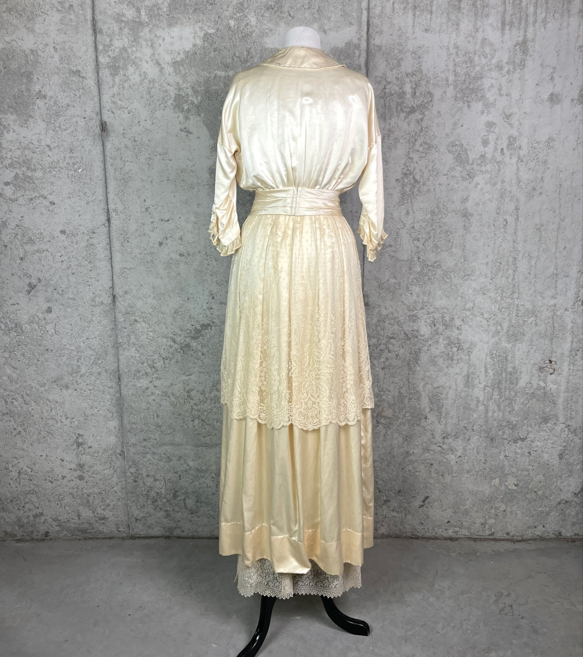 Antique 1900s 1910s Wedding Trousseau – Satin Lace Bridal Dress, Undergarments, Veil, Shoes & Accessories, Historical Heirloom