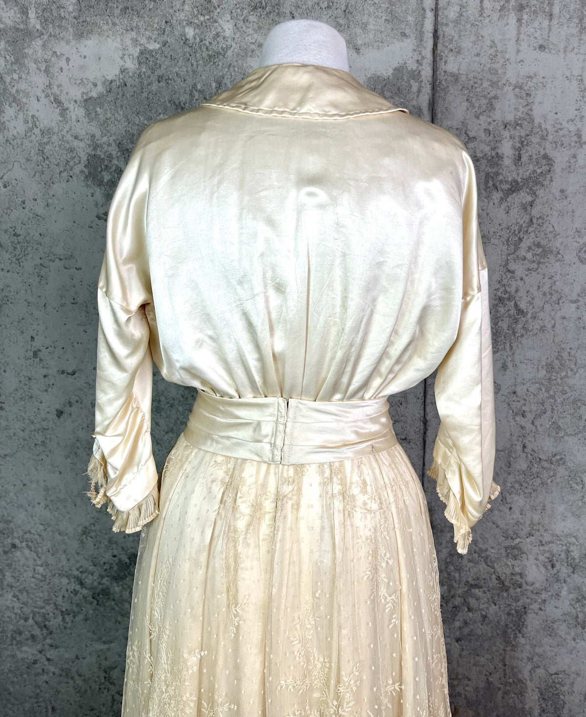 Antique 1900s 1910s Wedding Trousseau – Satin Lace Bridal Dress, Undergarments, Veil, Shoes & Accessories, Historical Heirloom